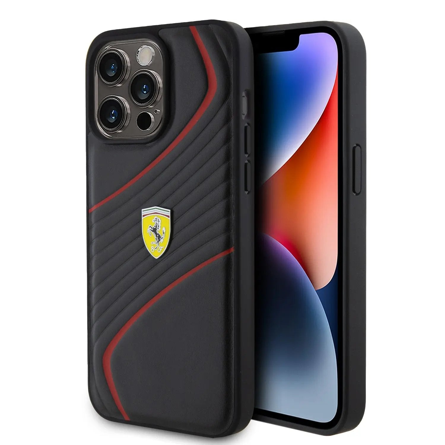 Ferrari Twist Metal Logo Hard Case Θήκη προστασίας από δερματίνη – iPhone 15 Pro Max (Black – FEHCP15XPTWK) – PhoneBazaar