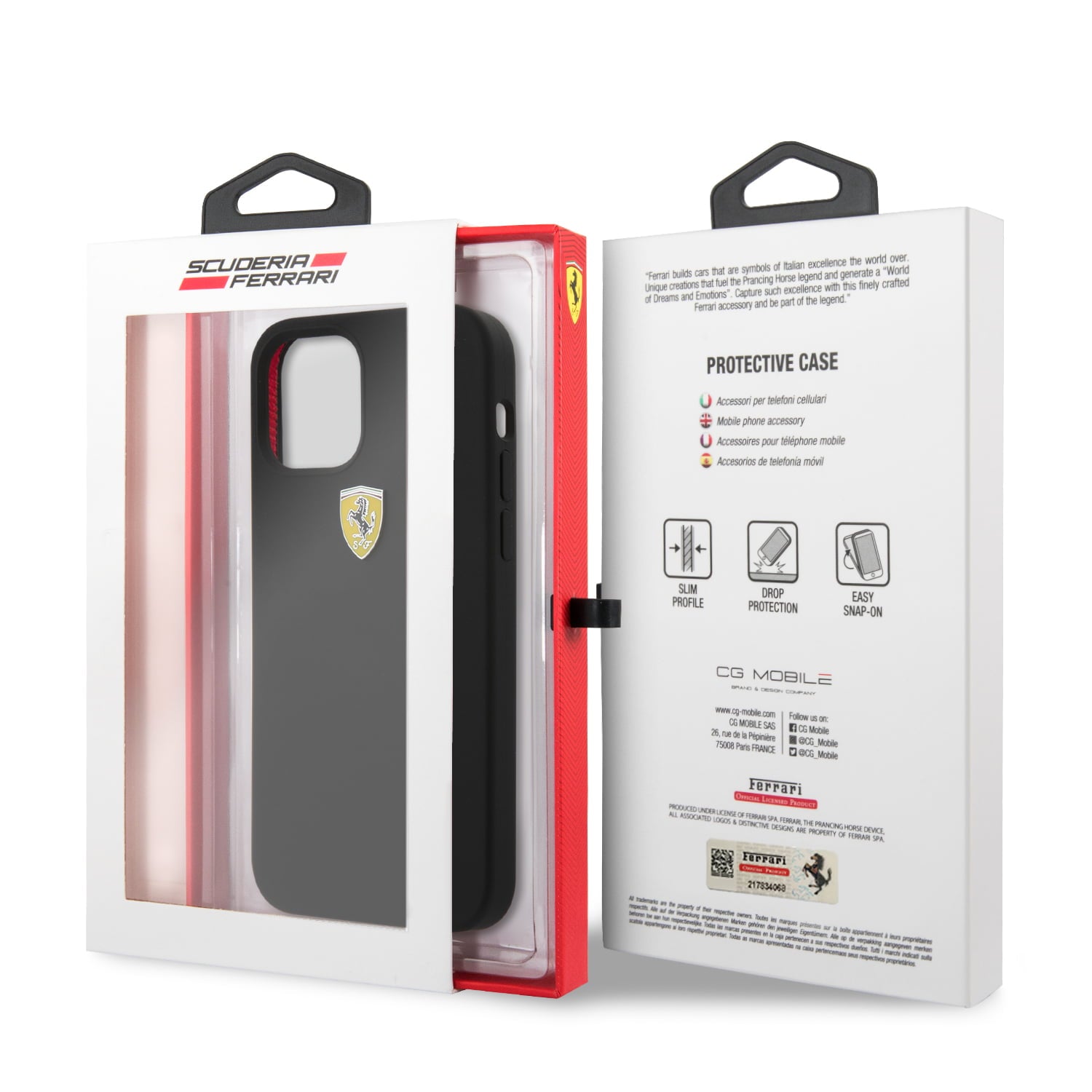 Ferrari "On Track" Liquid Silicone Case Θήκη προστασίας – iPhone 12 / iPhone 12 Pro (Μαύρη/3D Logo)