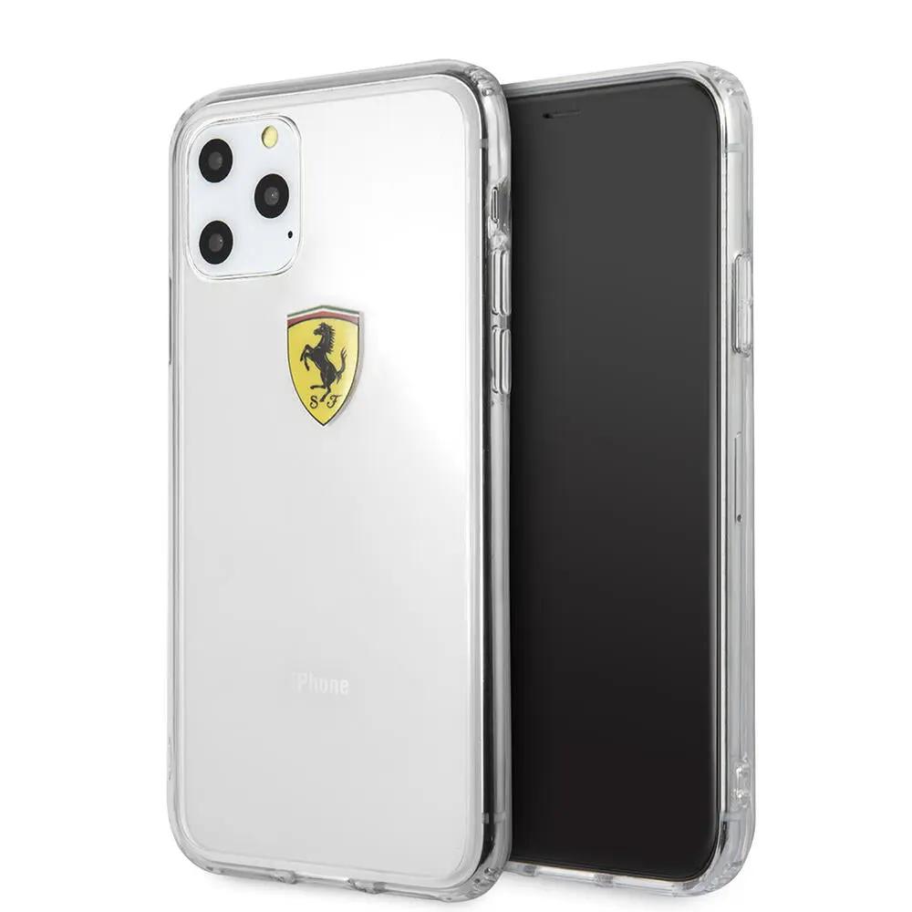 Ferrari Hard Case Clear Shockproof Θήκη προστασίας – iPhone 11 Pro Max (Διάφανη/3D Logo) – PhoneBazaar