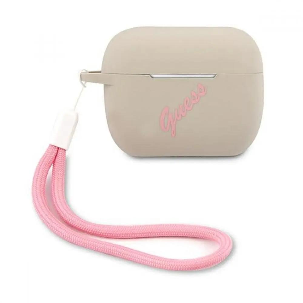 Guess Vintage Script Pink Logo Θήκη προστασίας από σιλικόνη για Apple Airpods Pro (Γκρι) – PhoneBazaar