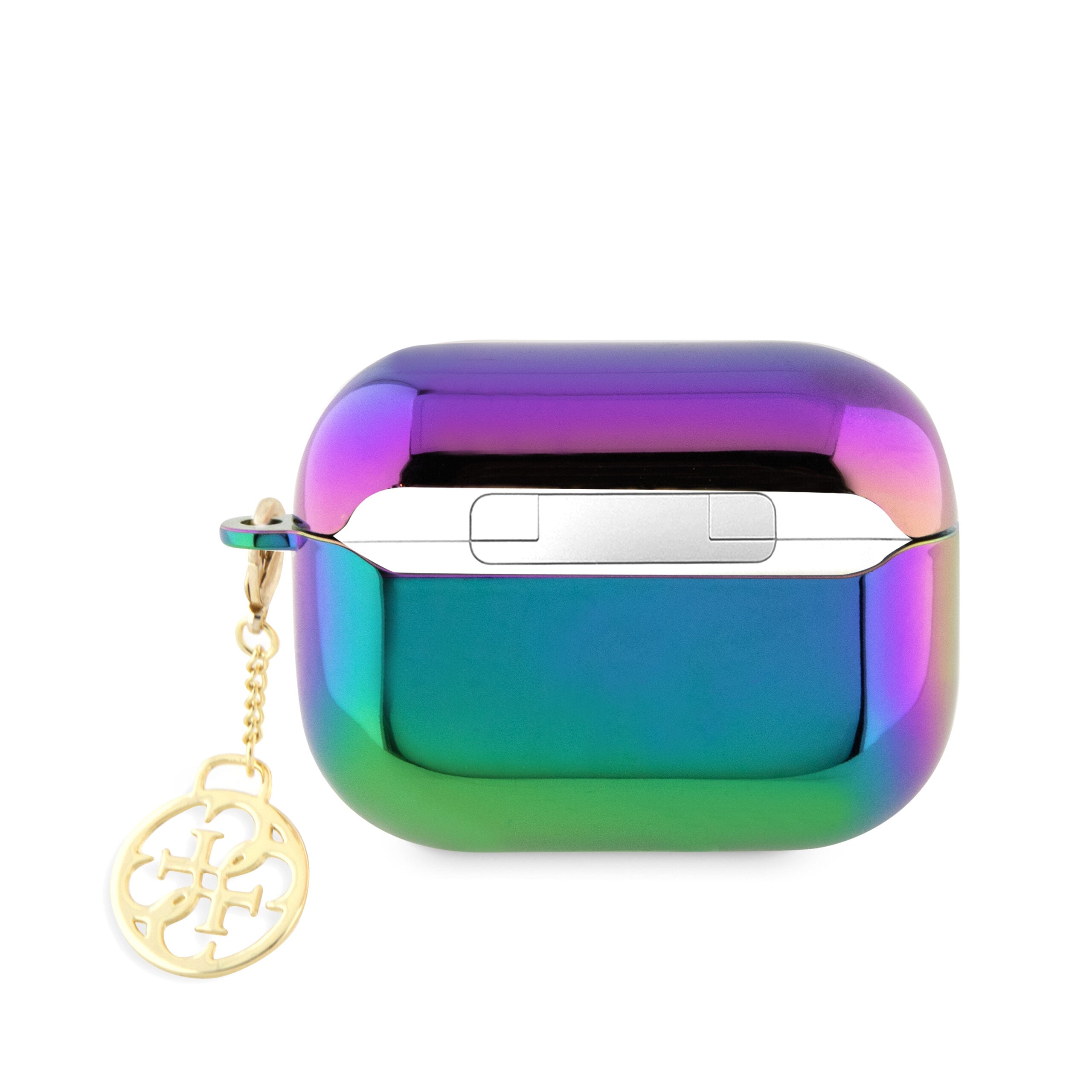 Guess "4G Charm" Collection Θήκη προστασίας από ιριδίζουσα σιλικόνη για Apple Airpods Pro με κρεμαστό στολίδι (Iridescent Black – GUAPHPLIGEK)