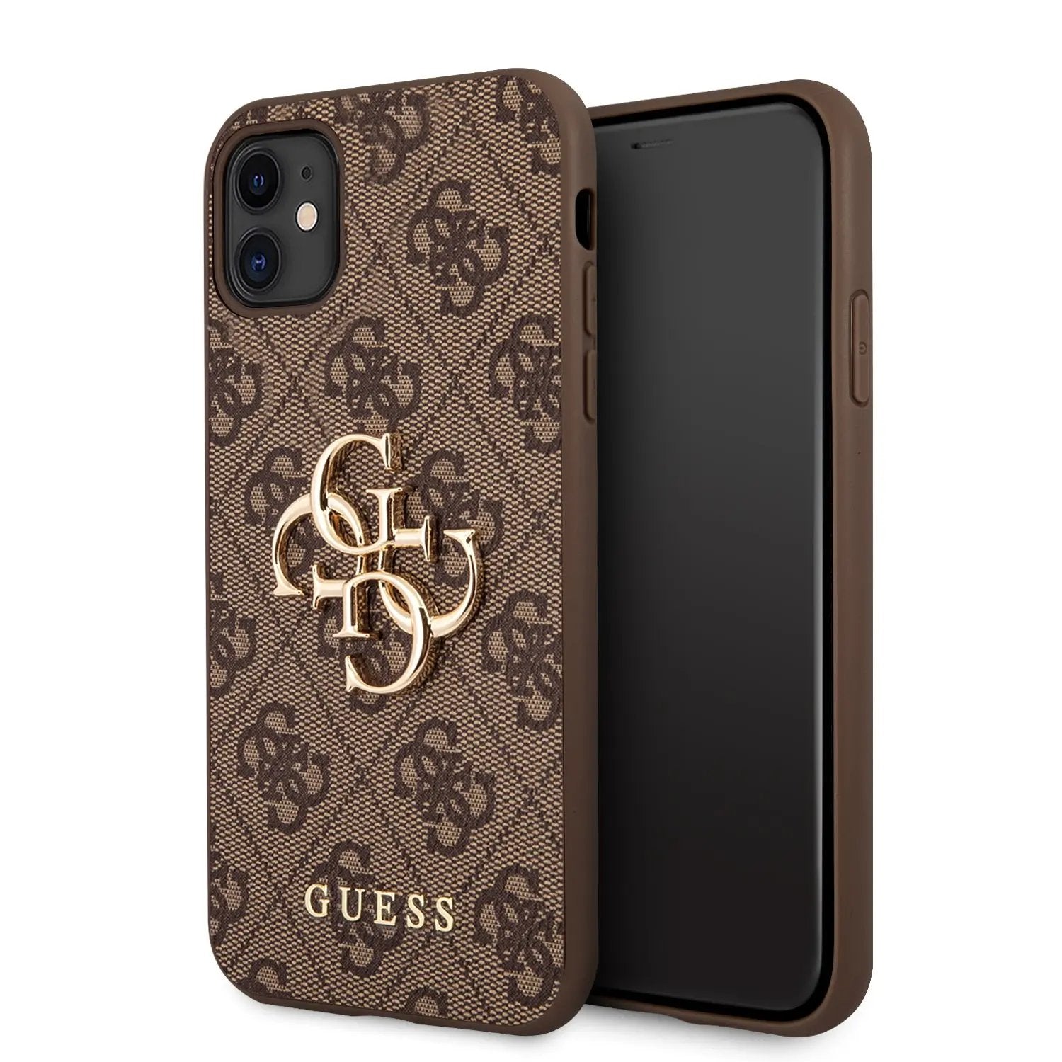 Guess "4g Logo Collection" Hard Case Pu Leather Θήκη Προστασίας Απο Δερματινη – Iphone 11 (καφε) – PhoneBazaar