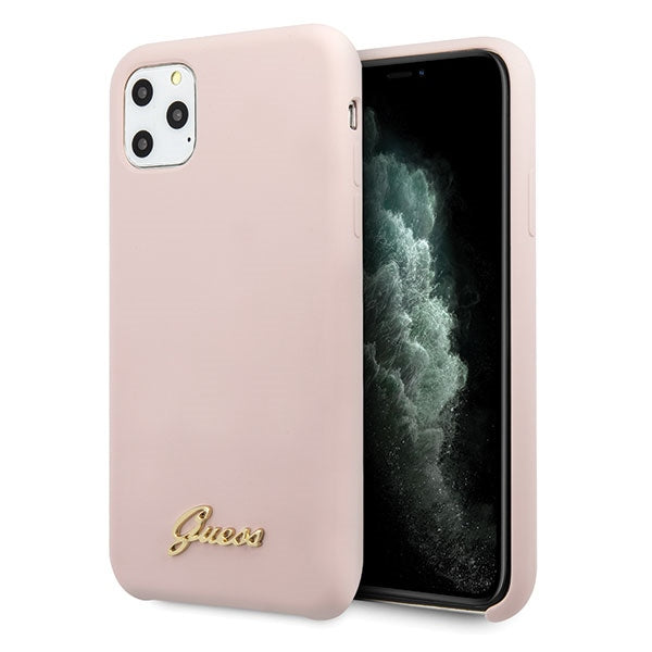 Guess “Vintage Script Gold Logo Collection” Σκληρή Θήκη προστασίας από σιλικόνη – Apple iPhone 11 Pro Max (Light Pink – GUHCN65LSLMGLP)