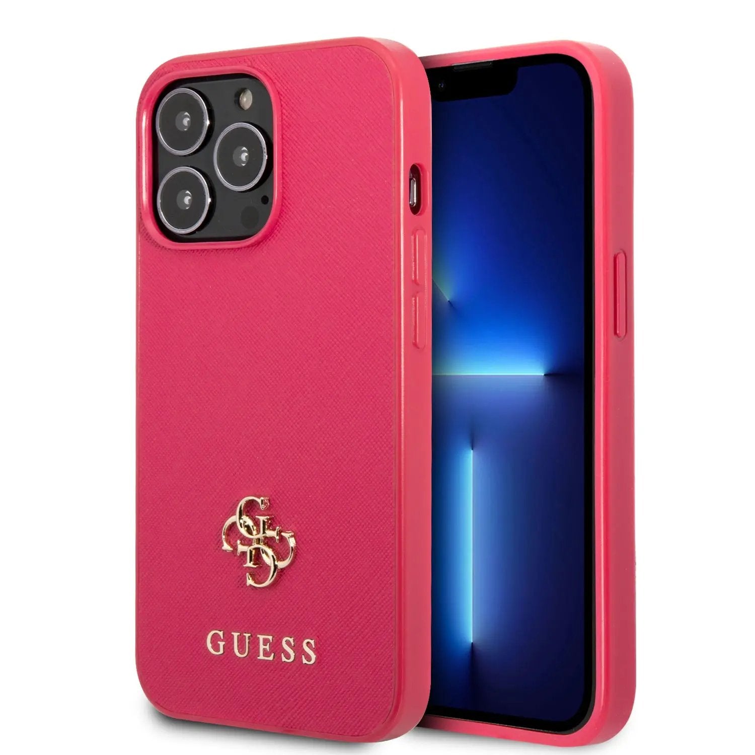 Guess "Small 4G Logo Collection" Hard Case Saffiano Leather Θήκη προστασίας από δερματίνη – iPhone 13 Pro (Ροζ) – PhoneBazaar
