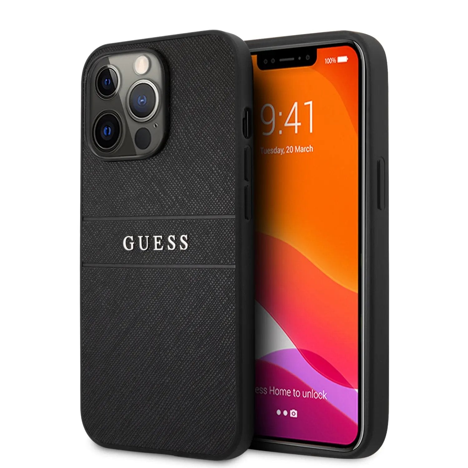 Guess Saffiano Hard Case Θήκη προστασίας από δερματίνη – iPhone 13 Pro (Μαύρο) – PhoneBazaar