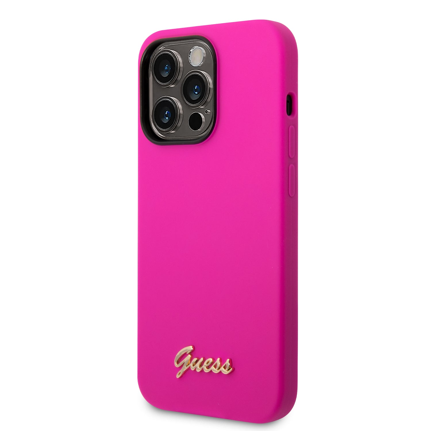 Guess “Vintage Script Gold Logo Collection” Σκληρή Θήκη προστασίας από σιλικόνη – Apple iPhone 14 Pro (Φουξια)