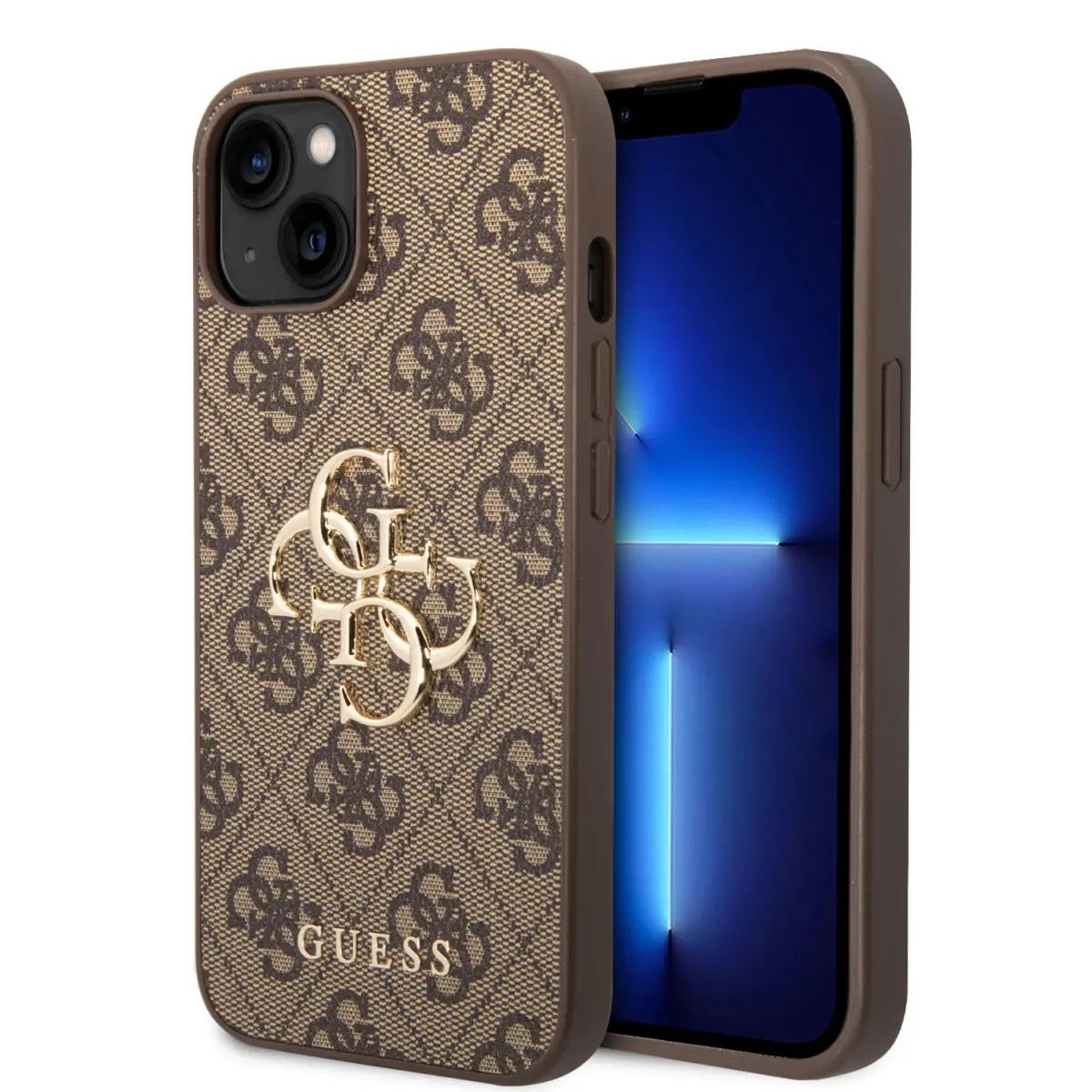Guess "4G Logo Collection" Hard Case PU Leather Θήκη προστασίας από δερματίνη – iPhone 14 Plus (Καφέ) – PhoneBazaar