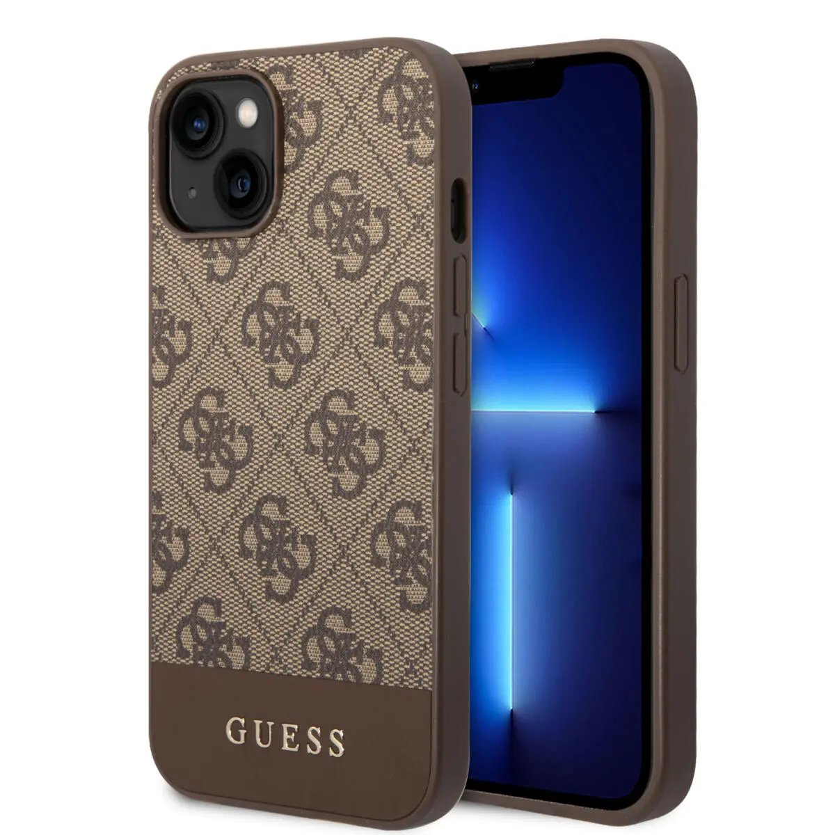 Guess "4g Logo Collection" Printed Stripe Θήκη Προστασίας Απο Δερματινη – Iphone 14 Plus (καφε) – PhoneBazaar