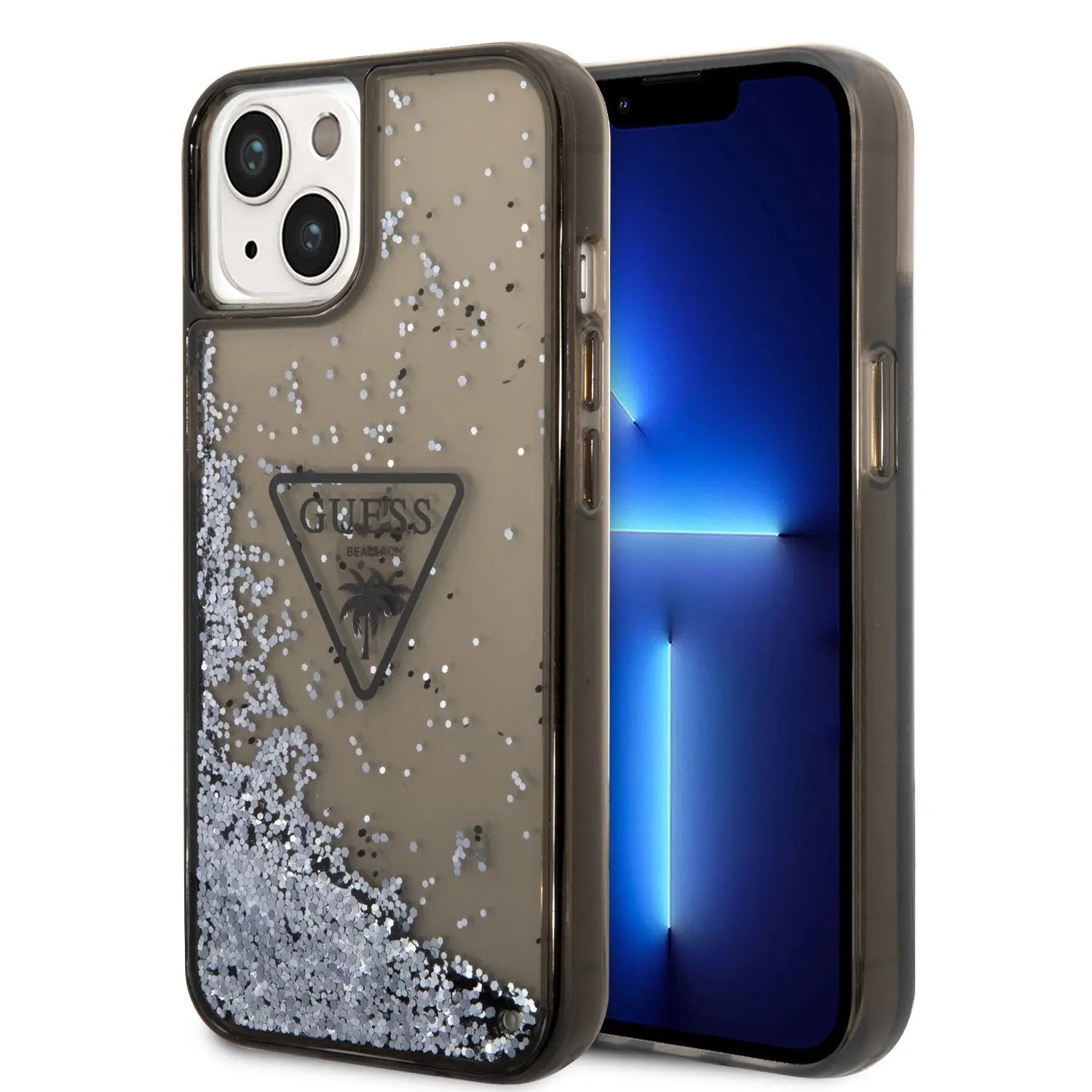 Guess “Metallic Triangle Glitter Logo Collection” Θήκη προστασίας από σιλικόνη – iPhone 14 Plus (Black – GUHCP14MLFCTPK) – PhoneBazaar