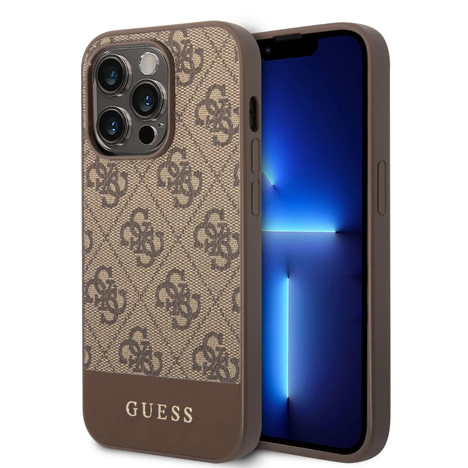 Guess "4g Logo Collection" Printed Stripe Θήκη Προστασίας Απο Δερματινη – Iphone 14 Pro Max (καφε) – PhoneBazaar