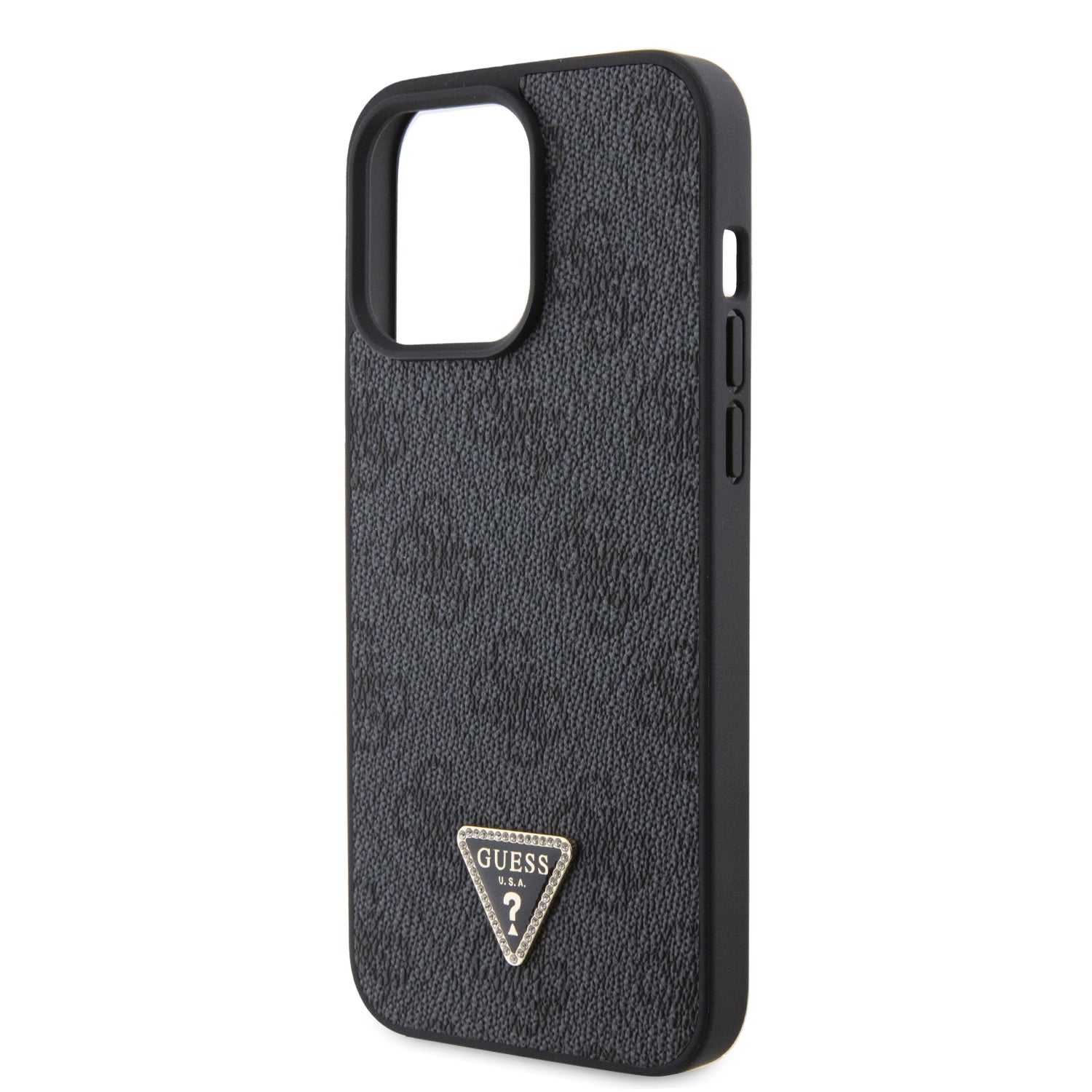 Guess “4G Metal Logo Strass Collection” Crossbody Case Θήκη προστασίας από δερματίνη με λουράκι – iPhone 15 Pro (Μαύρο – GUHCP15LP4TDSCPK)