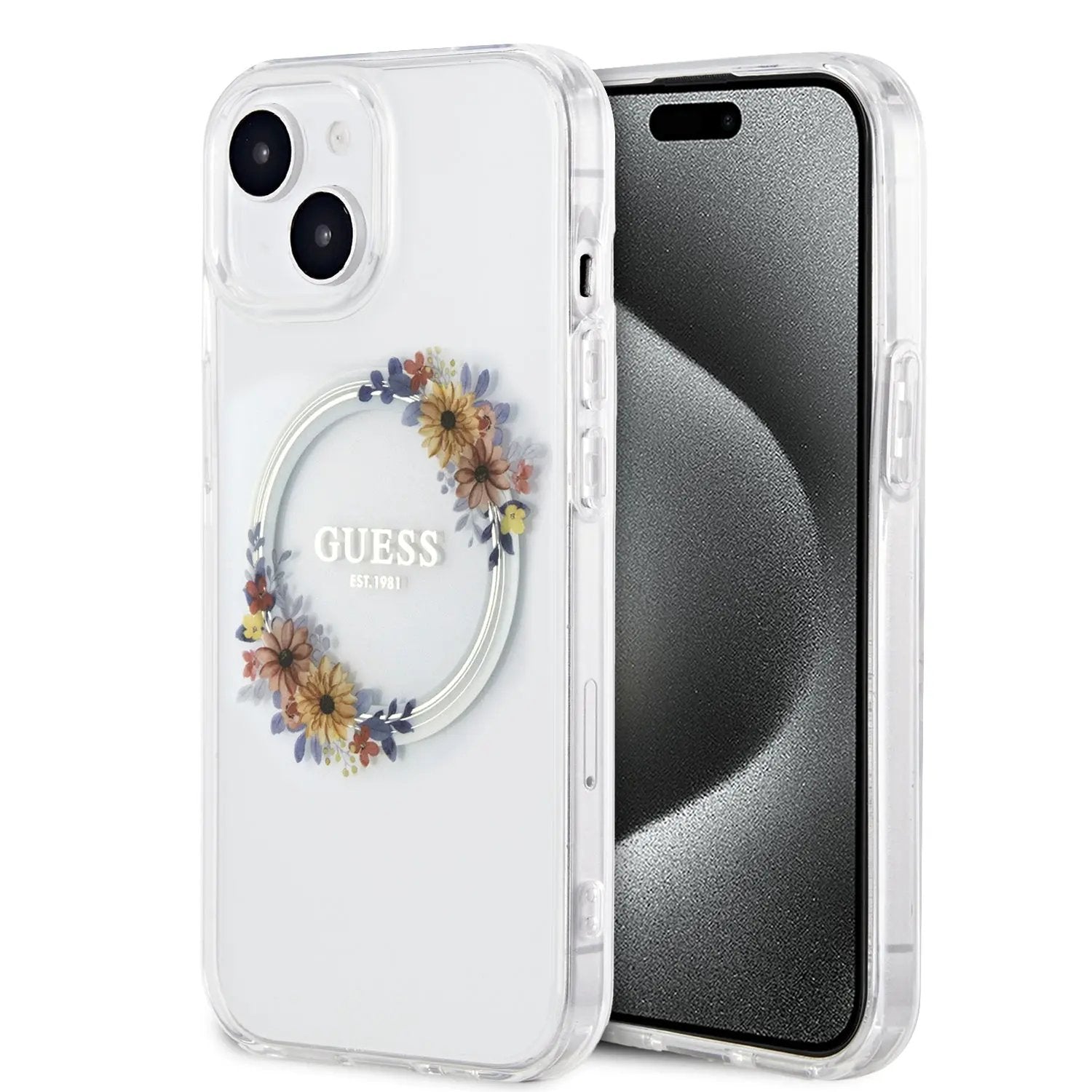 Guess “Flowers Wreath Collection” MagSafe Hard Case Θήκη προστασίας από σκληρό πλαστικό – iPhone 14 (Διάφανο – GUHMP14SHFWFCT) – PhoneBazaar