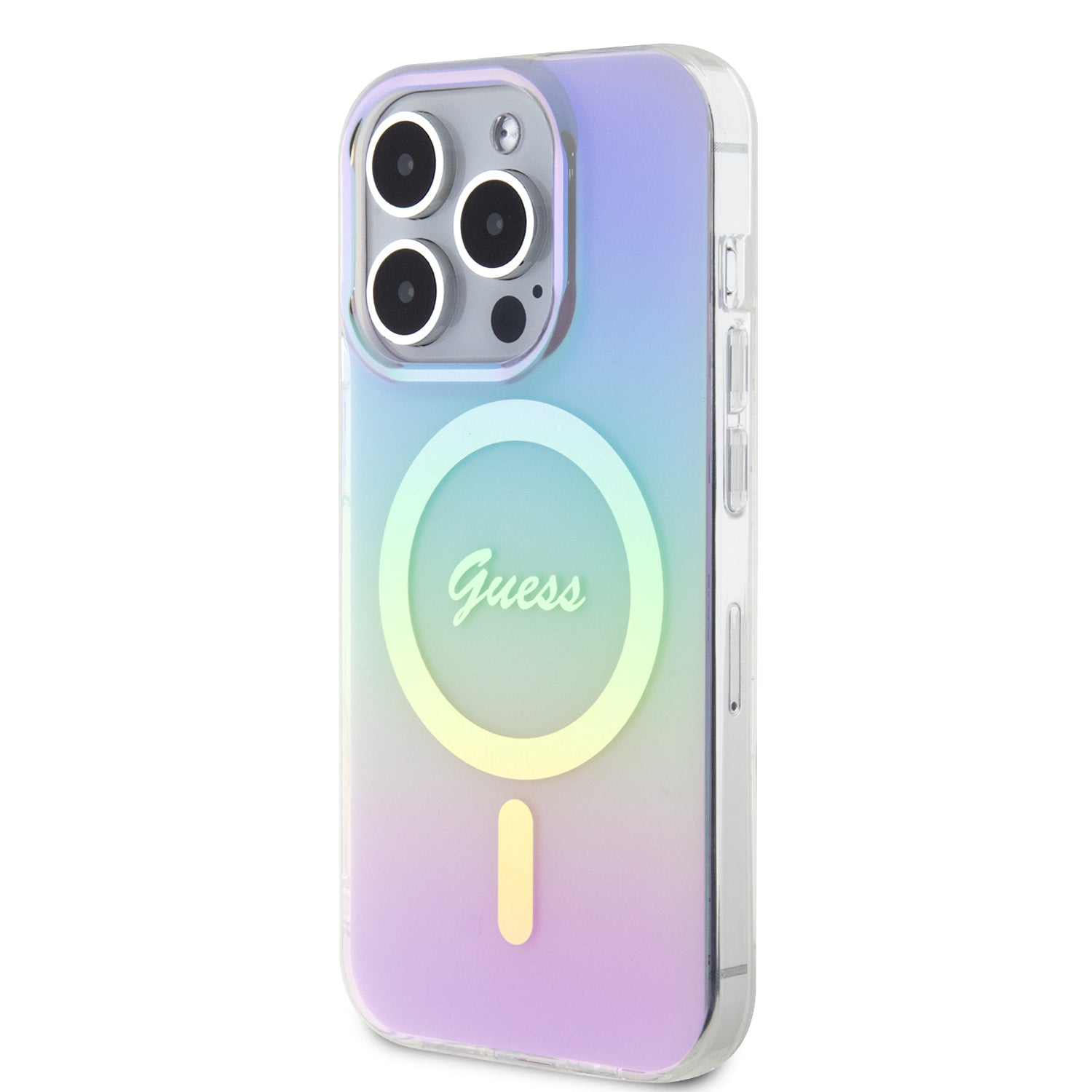 Guess Iridescent Magsafe Case Πολύχρωμη θήκη προστασίας από σκληρό πλαστικό – iPhone 15 Pro (Rainbow Purple – GUHMP15LHITSU)