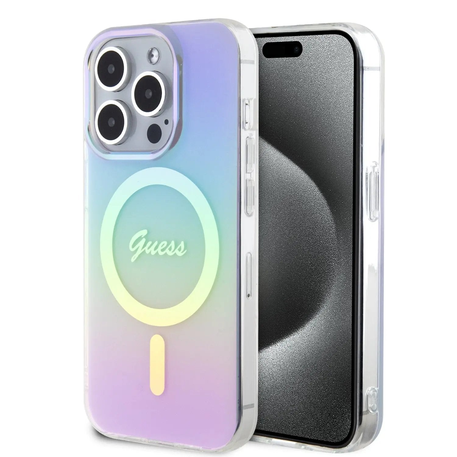 Guess Iridescent Magsafe Case Πολύχρωμη θήκη προστασίας από σκληρό πλαστικό – iPhone 15 Pro Max (Rainbow Purple – GUHMP15XHITSU) – PhoneBazaar