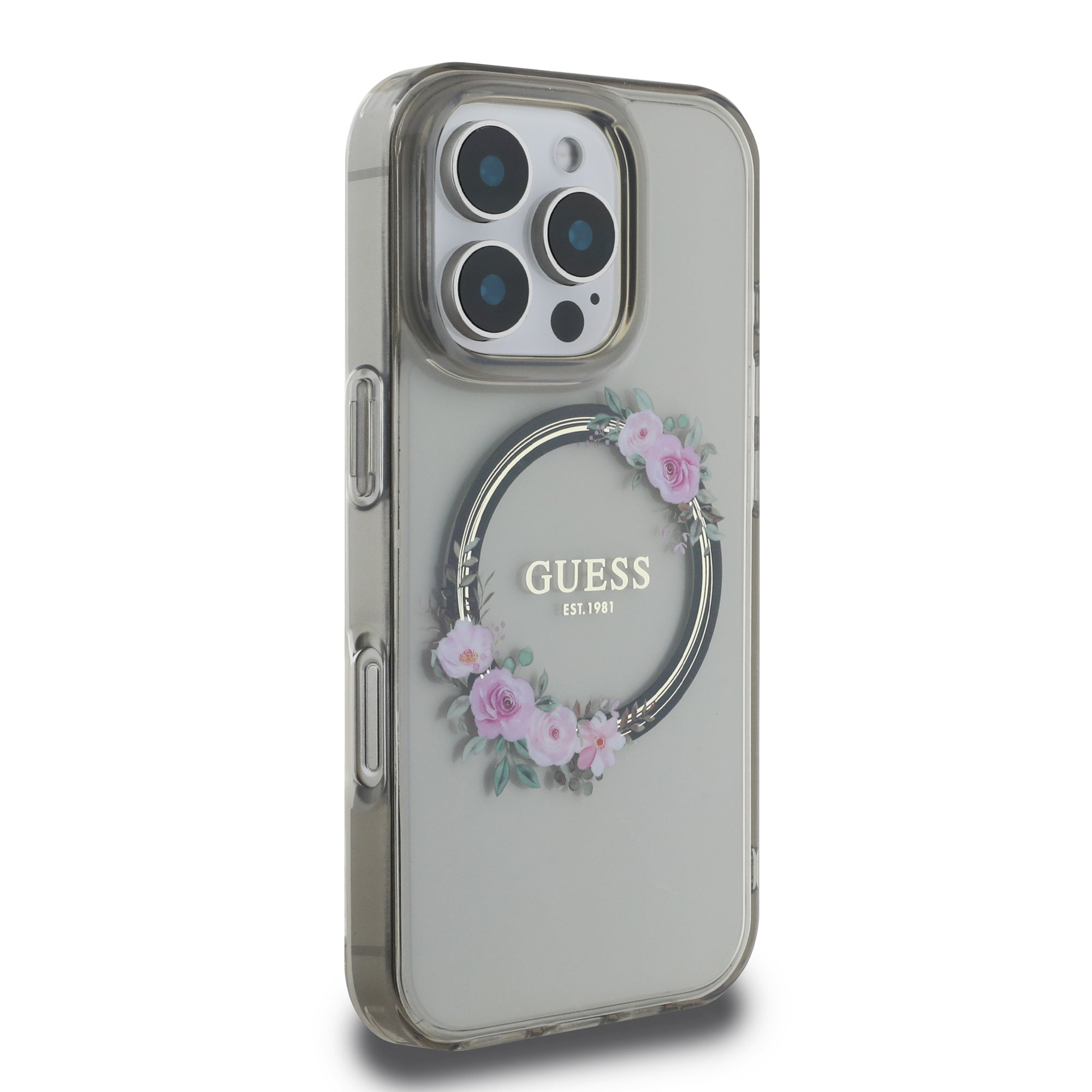 Guess Magsafe “Flower Wreath” Hard Case Θήκη προστασίας από σκληρό πλαστικό – iPhone 16 Pro (Μαύρο – GUHMP16LHFWFCK)