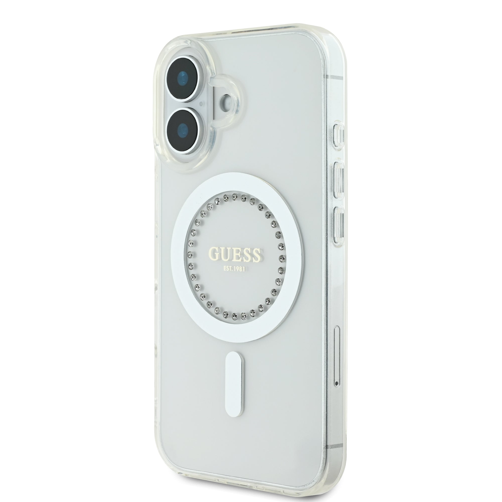 Guess Magsafe “Rhinestones” Hard Case Θήκη προστασίας από σκληρό πλαστικό – iPhone 16 (Λευκό – GUHMP16SPFTDTEH)