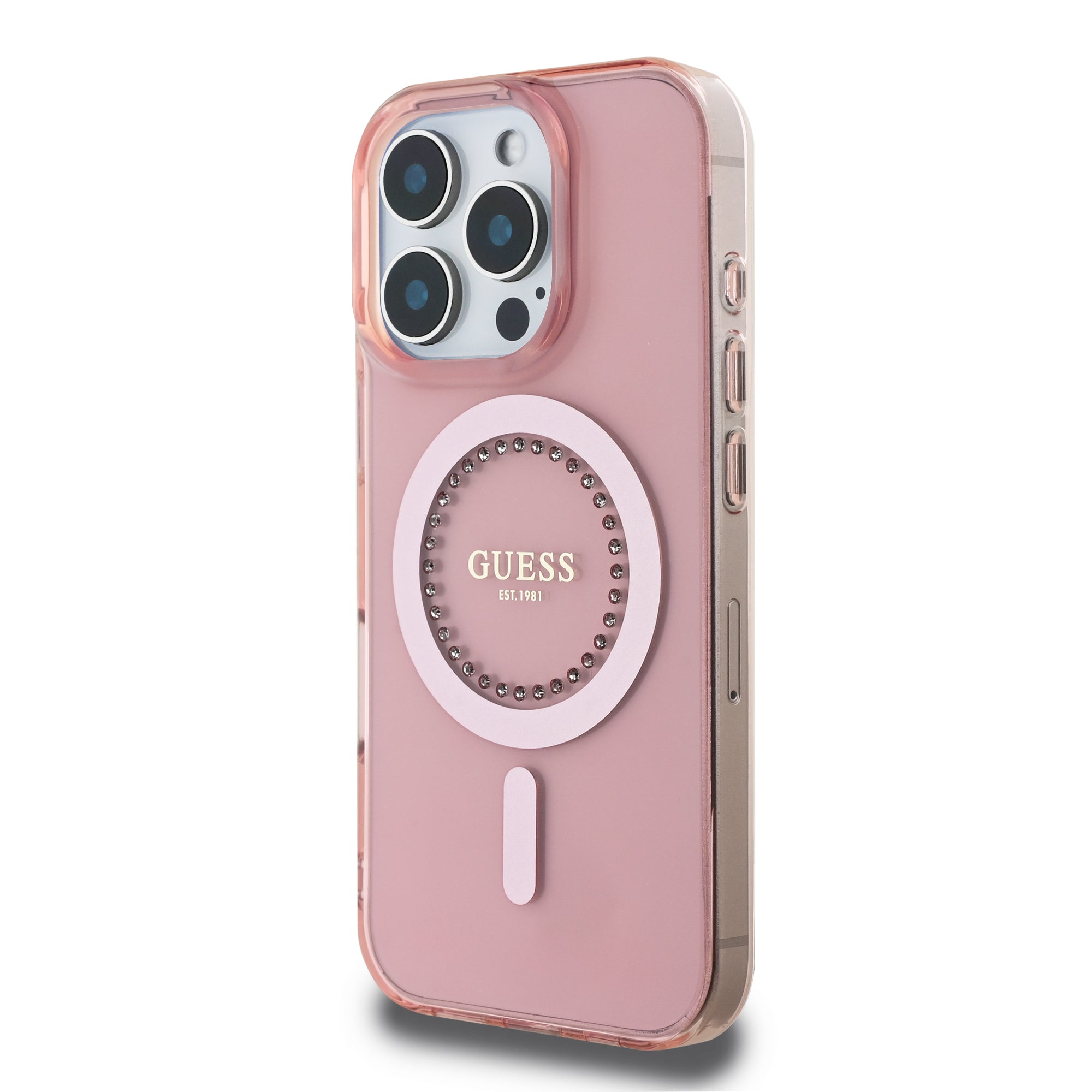 Guess Magsafe “Rhinestones” Hard Case Θήκη προστασίας από σκληρό πλαστικό – iPhone 16 Pro Max (Ροζ – GUHMP16XPFTDTEP)