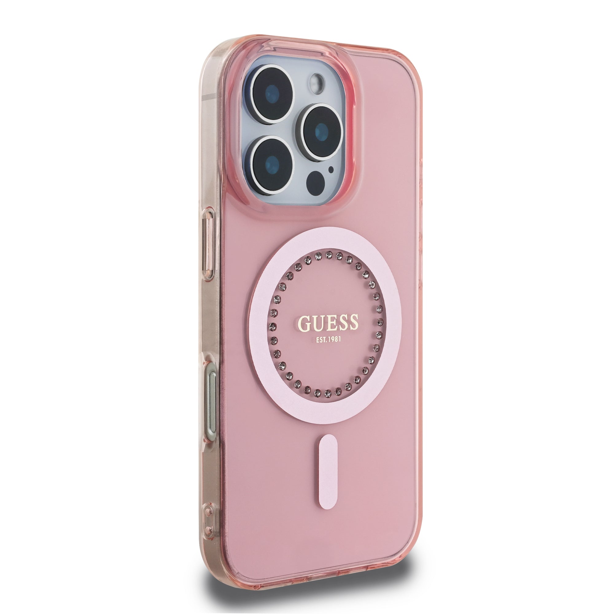 Guess Magsafe “Rhinestones” Hard Case Θήκη προστασίας από σκληρό πλαστικό – iPhone 16 Pro Max (Ροζ – GUHMP16XPFTDTEP)