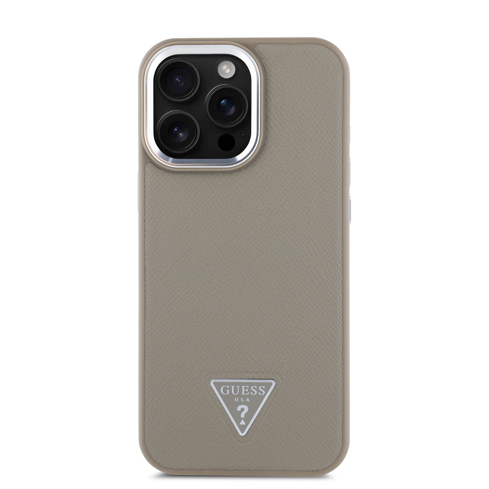 Guess Magsafe “Triangle Logo” Grained PU Case Θήκη προστασίας από δερματίνη – iPhone 16 Pro Max (Καφέ – GUHMP16XPGTSPSW)