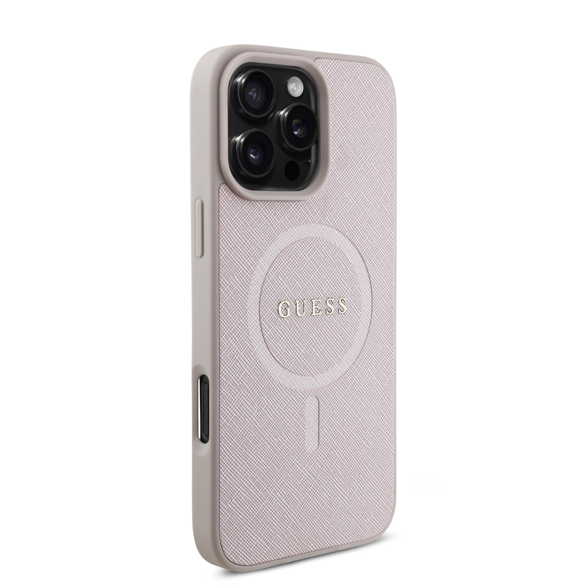 Guess Magsafe “Saffiano Collection" Hard Case Θήκη προστασίας από δερματίνη – iPhone 16 Pro Max (Ροζ – GUHMP16XPSAHMCP)