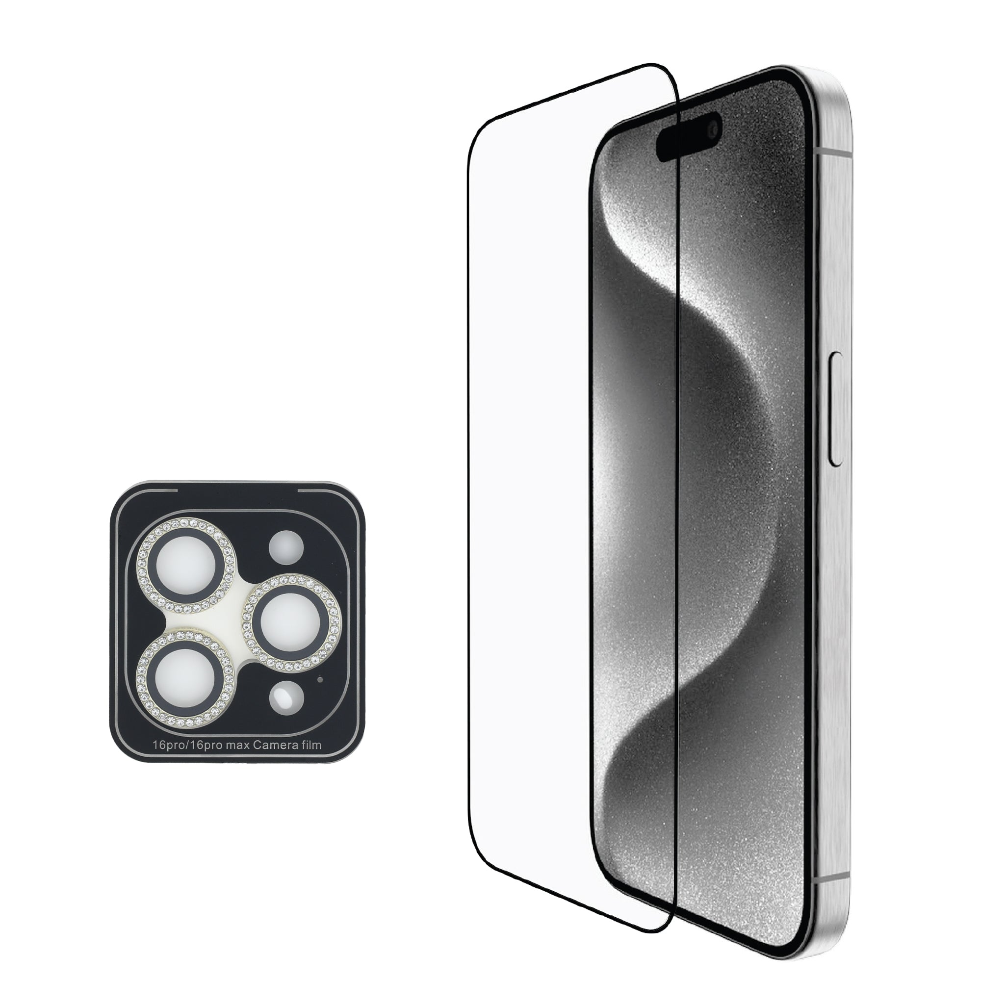 Guess IML Magsafe Case “Rhinestone Gold Lens + Screen” Θήκη προστασίας από σκληρό πλαστικό – iPhone 16 Pro (Clear/Glitter – GUOBPLTP16LHCMCGT)