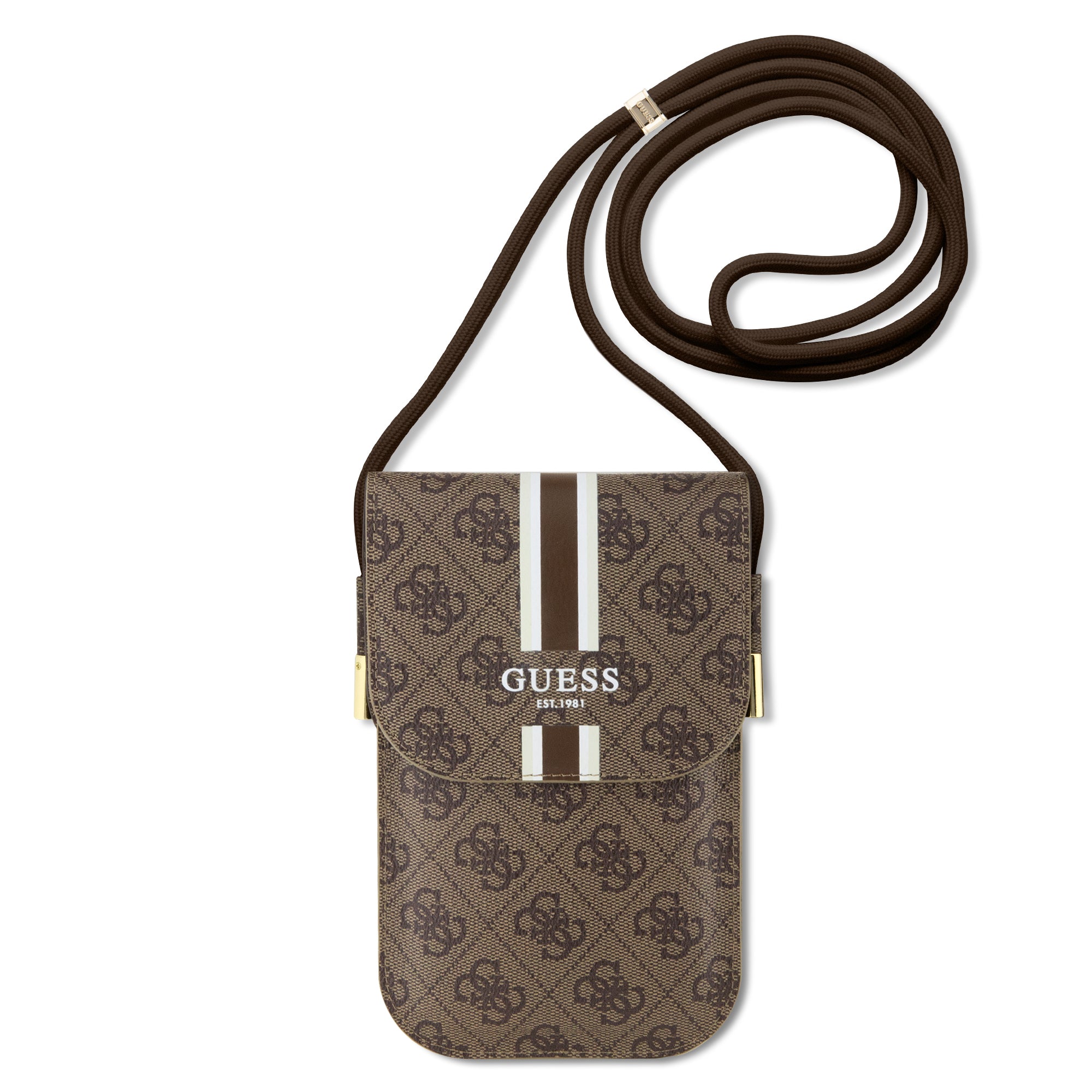 Guess “us Wallet 4g Stripes” Pouch With Cord Τσαντακι Καταλληλο Για Smartphone Small / Medium (170x95mm) Με Κορδονακι (καφε – Guowbp4rpsw) – PhoneBazaar