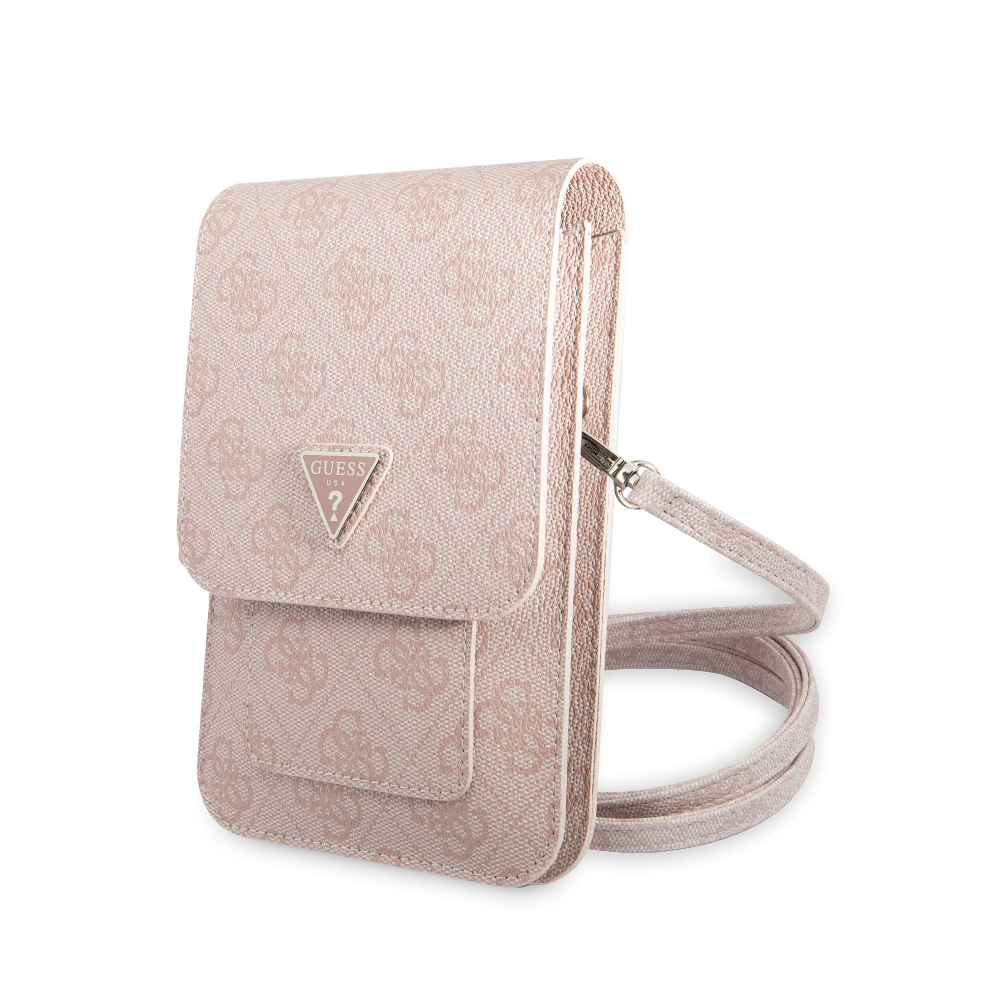 Guess “Wallet 4G Triangle Stripes” Pouch with cord Τσαντάκι κατάλληλο για smartphone Small / Medium (170x95mm) με κορδονάκι (Ροζ – GUWBP4TMPI) – PhoneBazaar
