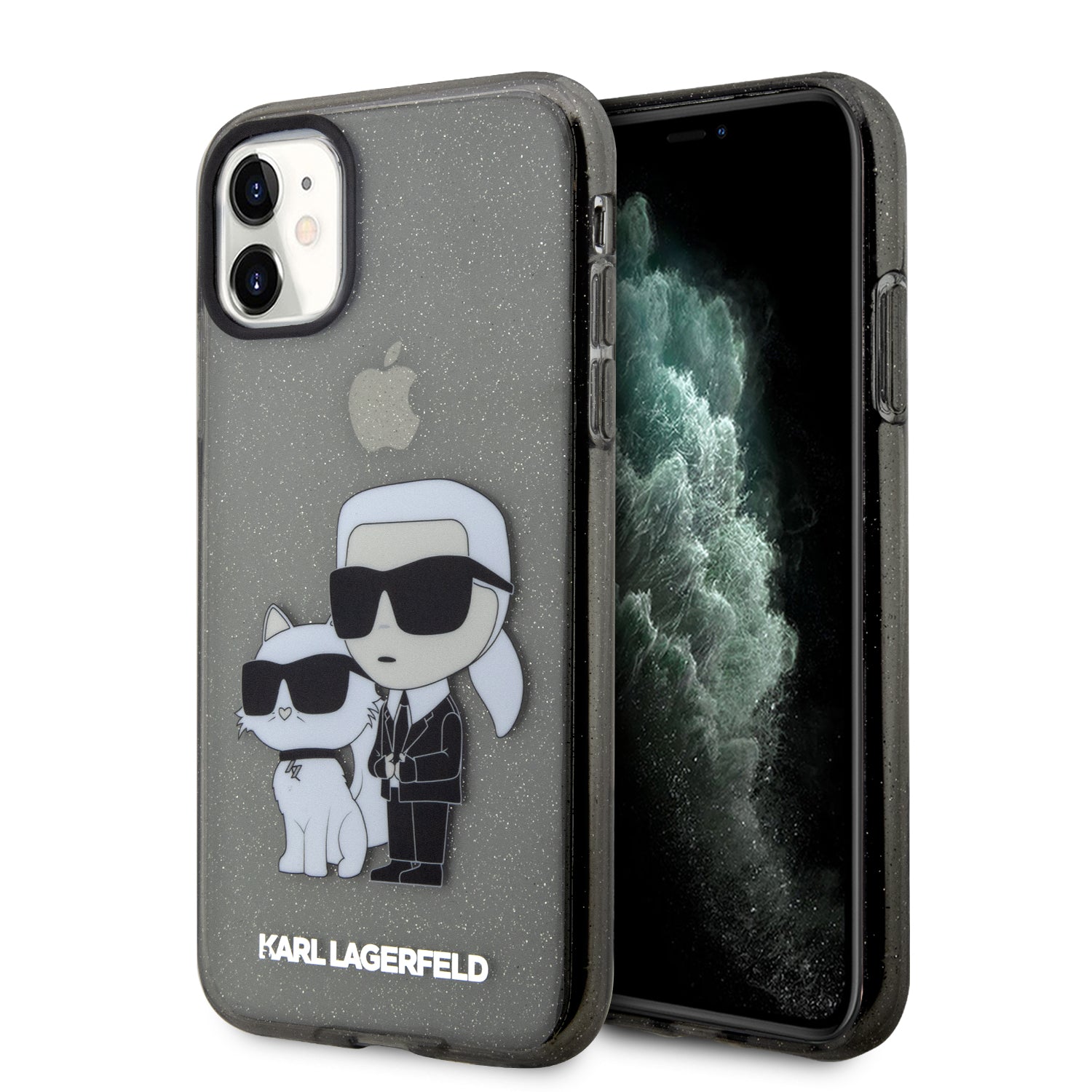 Karl Lagerfeld Rubber Case Nft Karl + Choupette Θήκη Προστασίας Απο Σκληρο Πλαστικο – Iphone 11 (clear Black/glitter) – PhoneBazaar