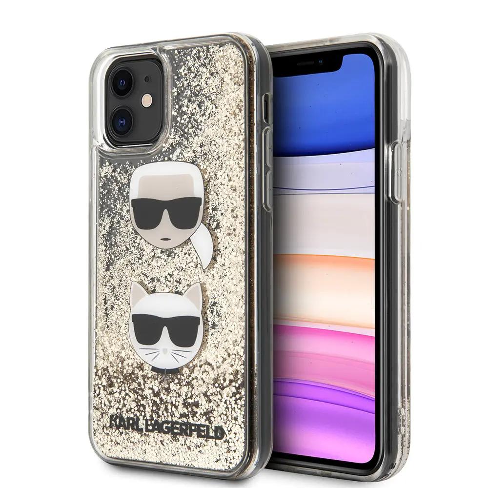 Karl Lagerfeld Liquid Glitter Case 2 Heads Θήκη προστασίας – iPhone 11 (Black/Glitter – Gold KLHCN61KCGLGO) – PhoneBazaar