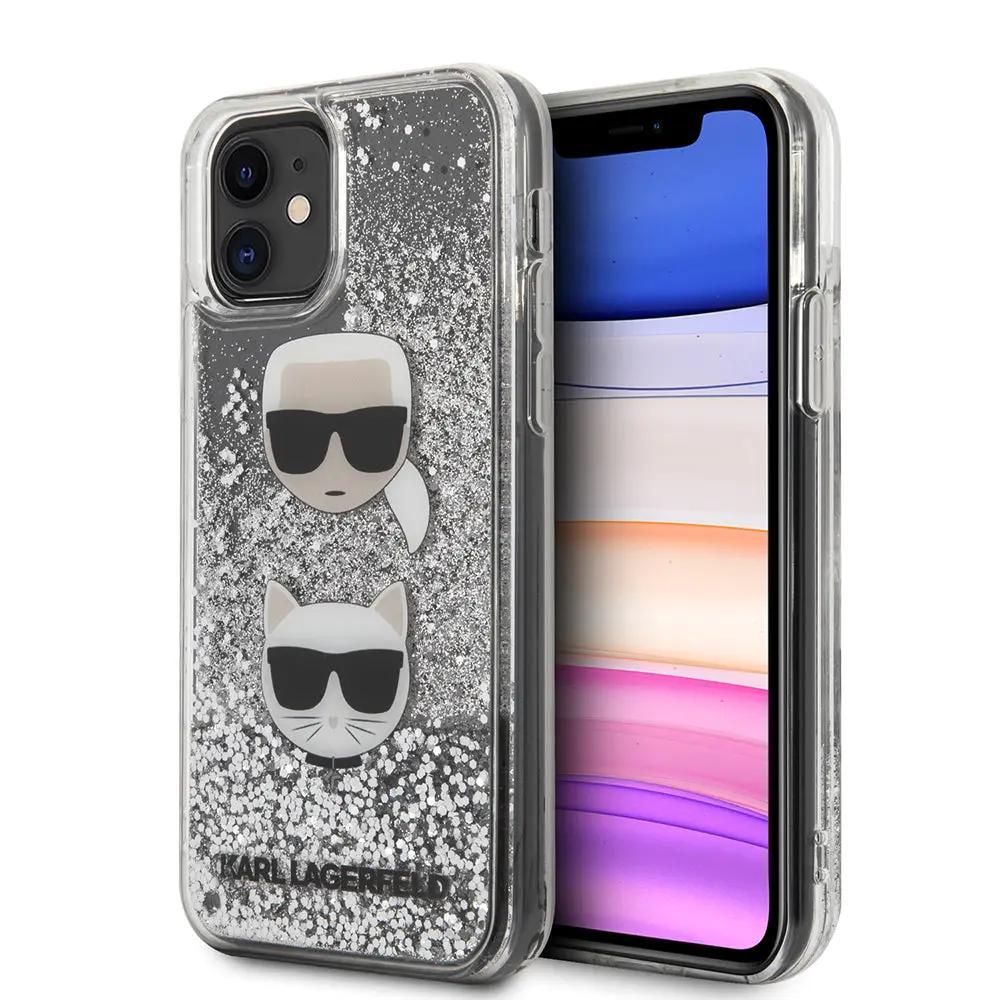 Karl Lagerfeld Liquid Glitter Case 2 Heads Θήκη προστασίας – iPhone 11 (Black/Glitter Silver – KLHCN61KCGLSL) – PhoneBazaar