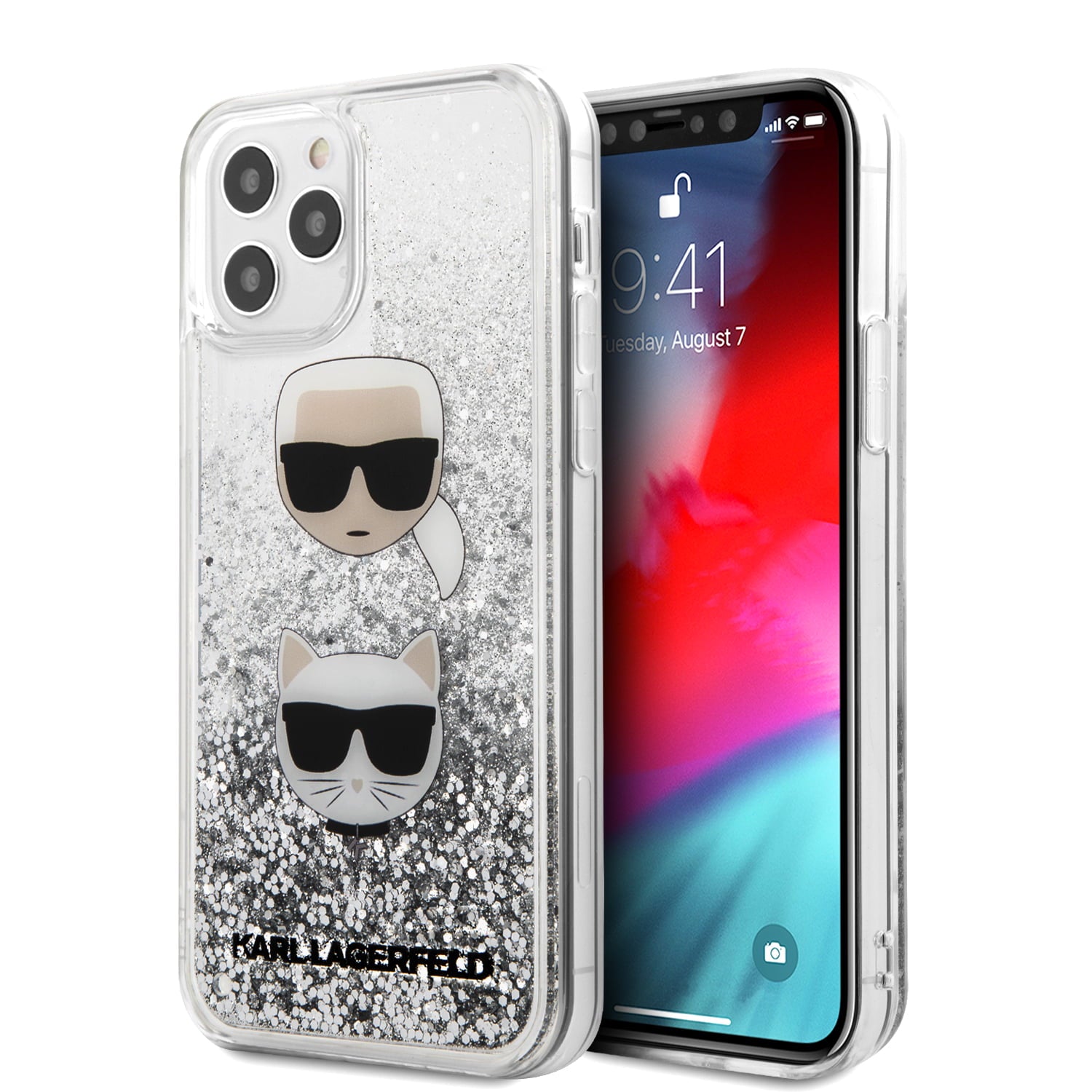 Karl Lagerfeld Liquid Glitter Case 2 Heads Θήκη Προστασίας – Iphone 12 Pro Max (clear/glitter Silver) – PhoneBazaar