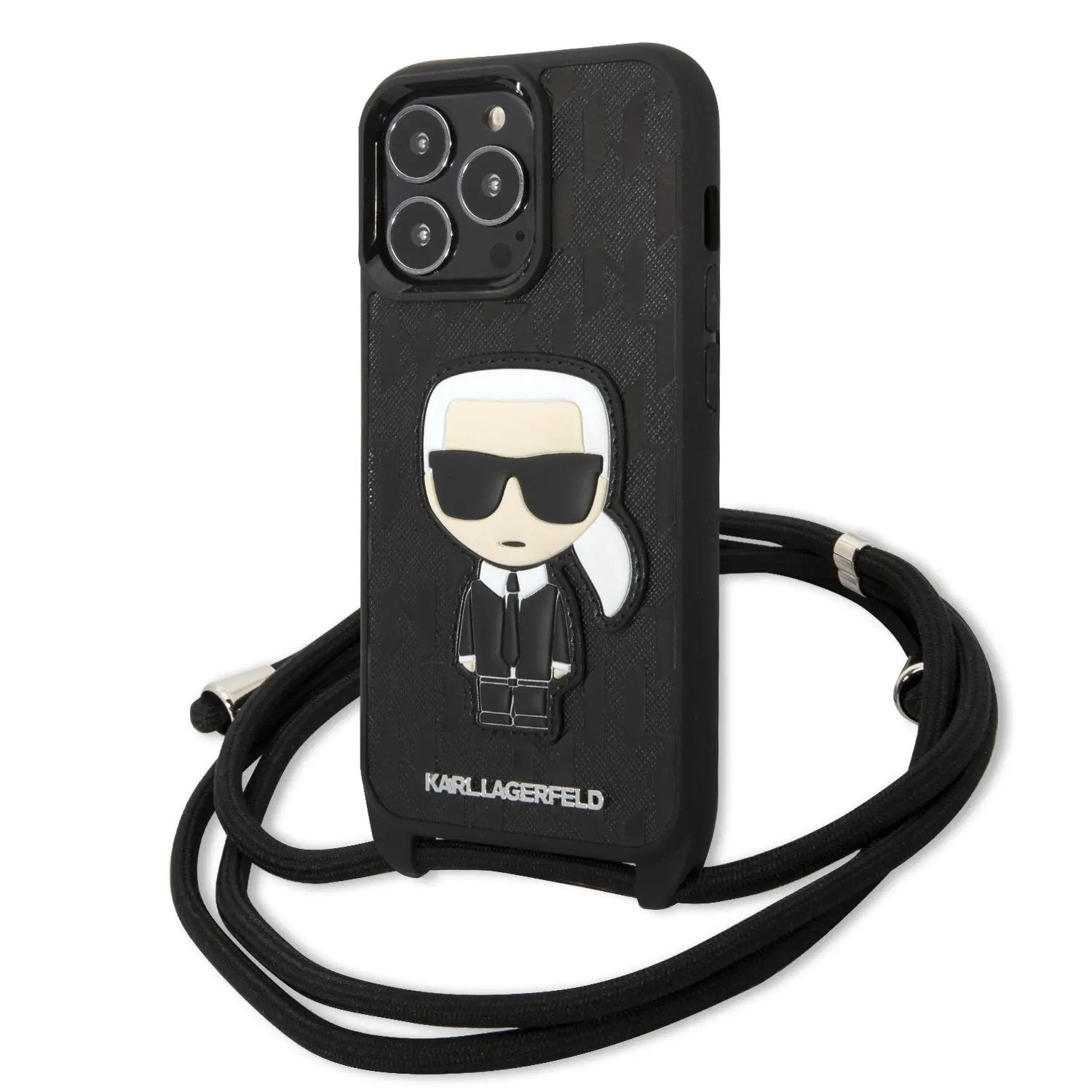 Karl Lagerfeld Monogram With Patch And Cord Pu Leather Case Head Θήκη Προστασίας Απο Δερματινη Με Λουράκι – Iphone 13 Pro (μαυρο για Klhcp13lcmnipk) – PhoneBazaar