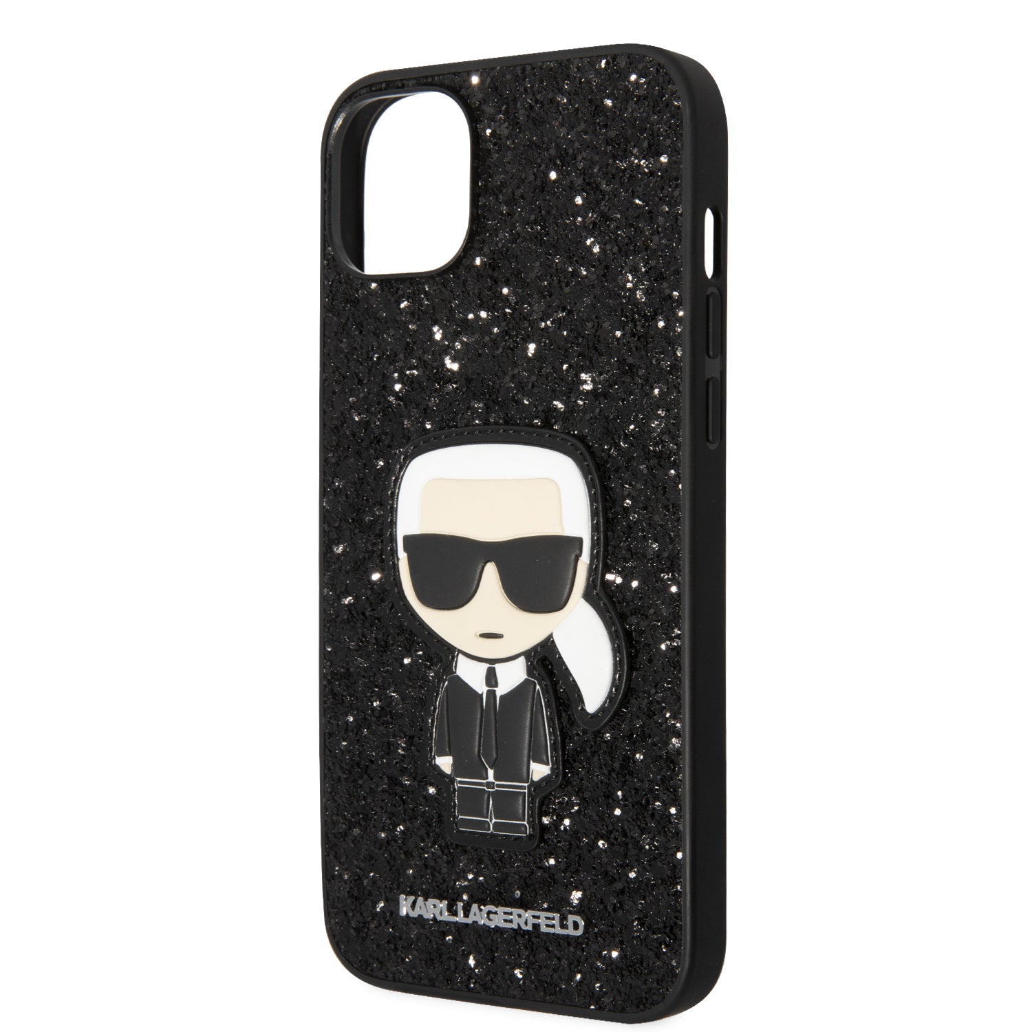Karl Lagerfeld Glitter Flakes Case with Ikonik Patch and Metal Logo Θήκη προστασίας από σιλικόνη – iPhone 14 Plus (Glitter Black)
