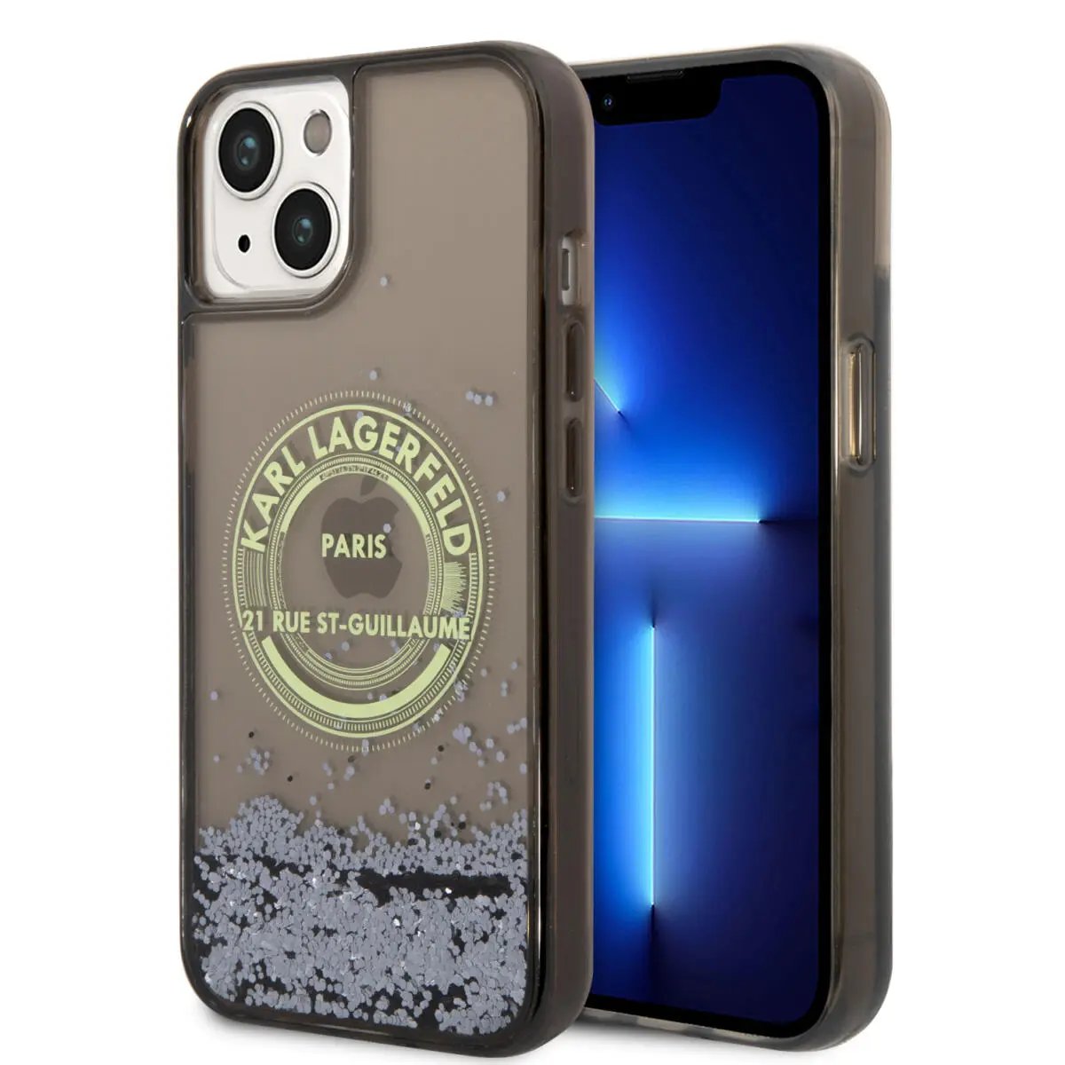 Karl Lagerfeld Liquid Glitter “st.guillaume Logo Collection” Translucent Case Θήκη Προστασίας – Iphone 14 Plus (clear Black/glitter) – PhoneBazaar