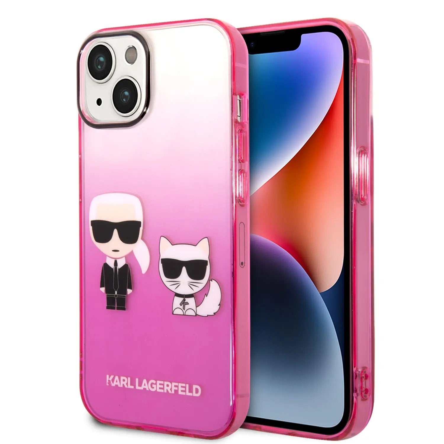 Karl Lagerfeld Ikonik Gradient Transparent Case Karl and Choupette Θήκη προστασίας από σιλικόνη – iPhone 14 (Clear / Gradient Pink) – PhoneBazaar