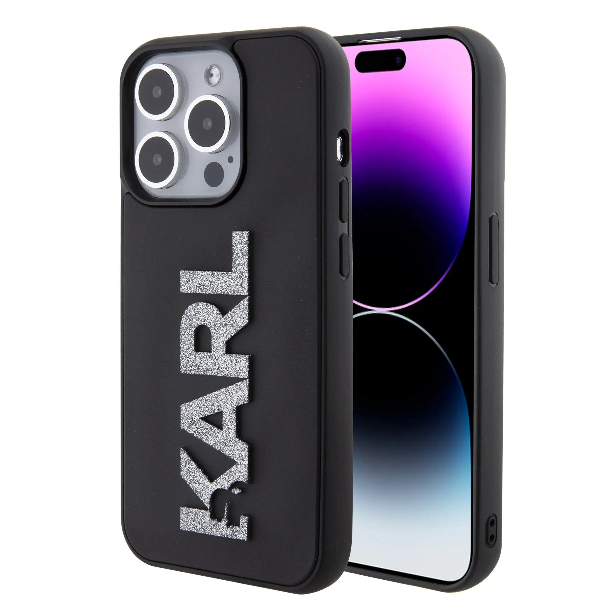 Karl Lagerfeld “karl 3d Logo Glitter Cover” Hard Case Θήκη Προστασίας Απο Σιλικόνη – Iphone 15 Pro (glitter / Black – Klhcp15l3dmbkck) – PhoneBazaar