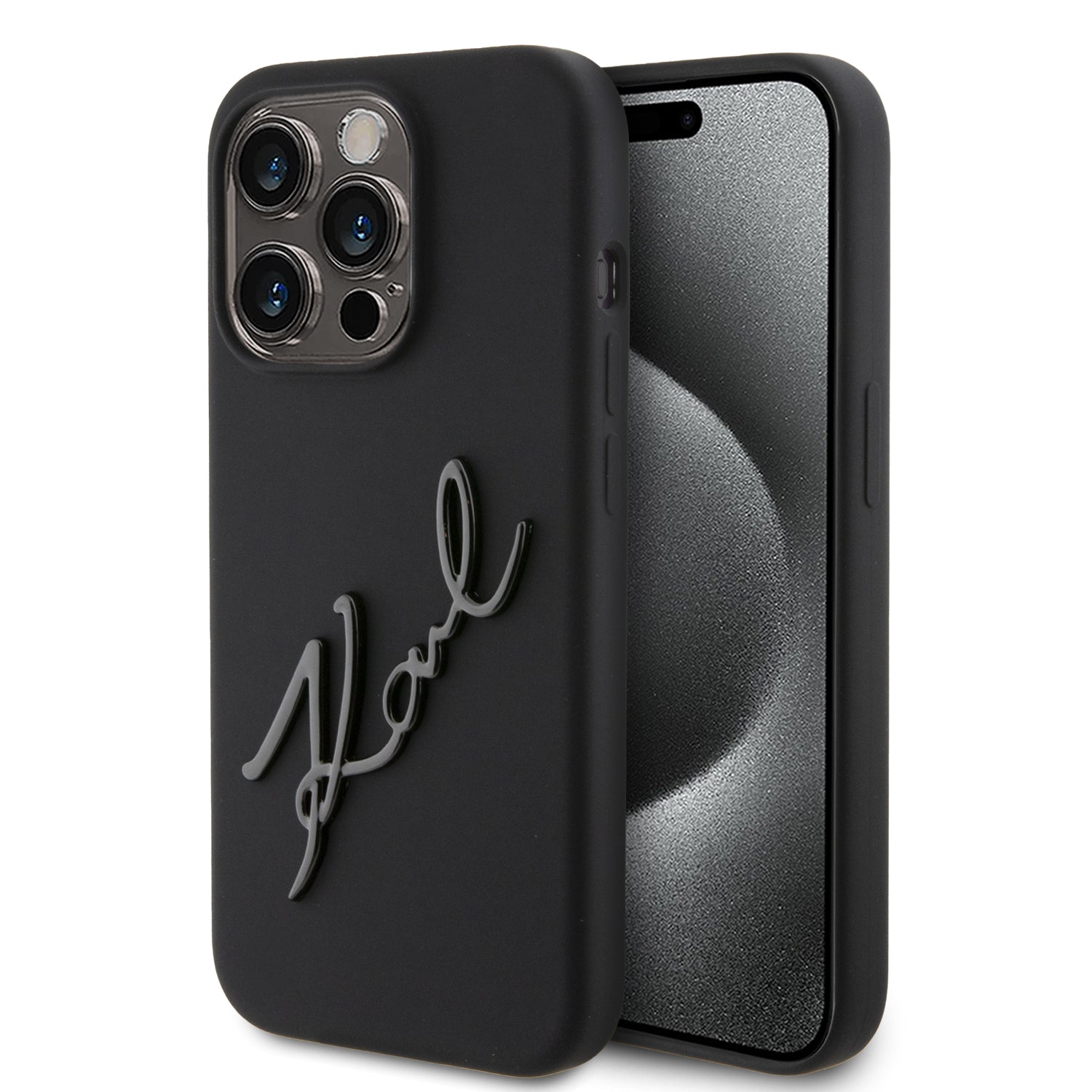 Karl Lagerfeld “Karl Script Logo” Hard Case Θήκη προστασίας από σιλικόνη – iPhone 15 Pro (Black – KLHCP15LSKSBMCK) – PhoneBazaar