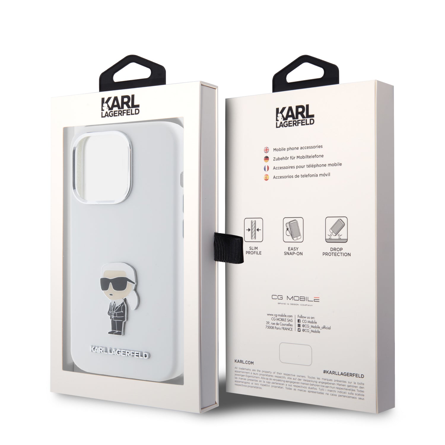 Karl Lagerfeld Ikonik Metal Pin Hard Case Θήκη προστασίας από σιλικόνη – iPhone 15 Pro (White – KLHCP15LSMHKNPH)