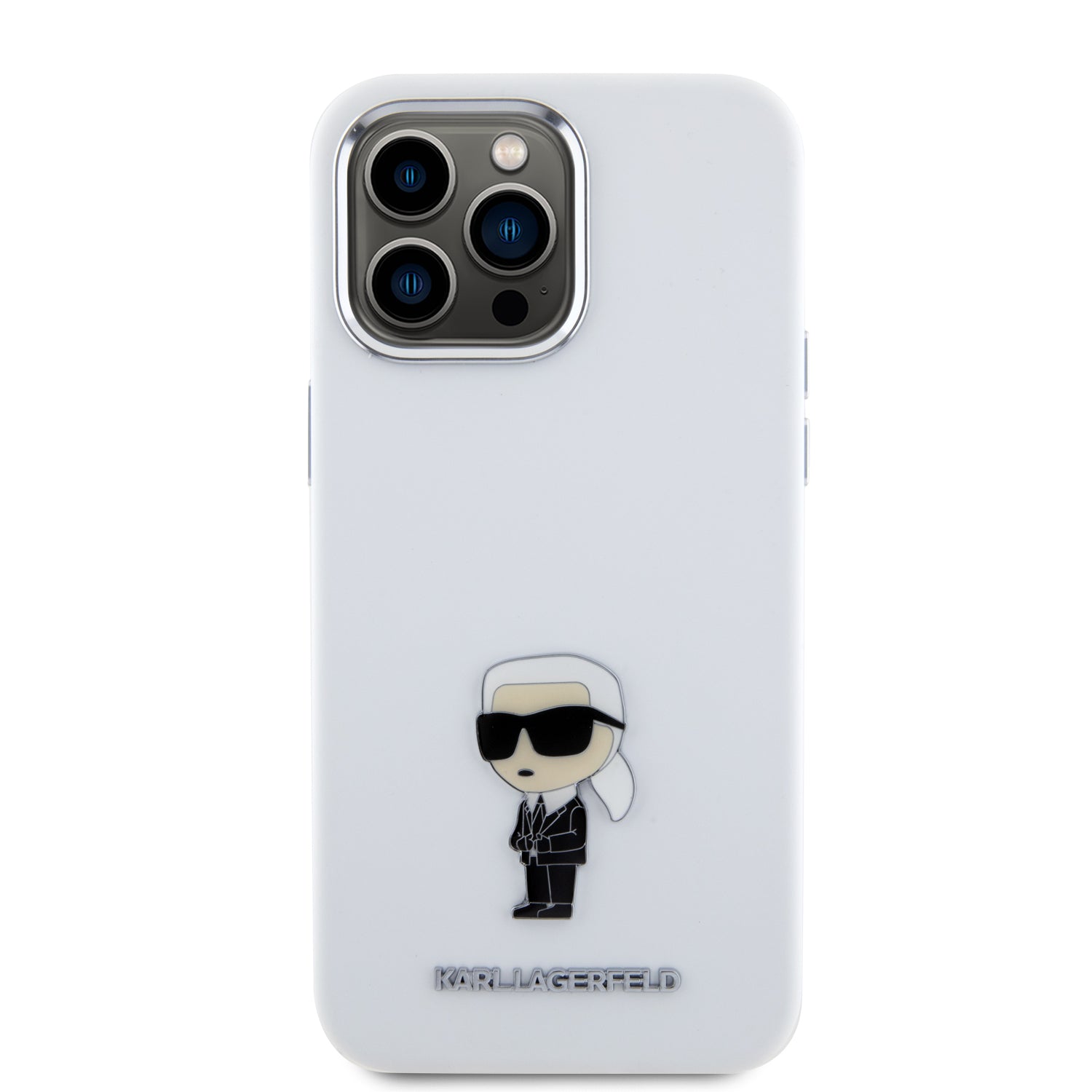 Karl Lagerfeld Ikonik Metal Pin Hard Case Θήκη προστασίας από σιλικόνη – iPhone 15 Pro Max (White – KLHCP15XSMHKNPH)