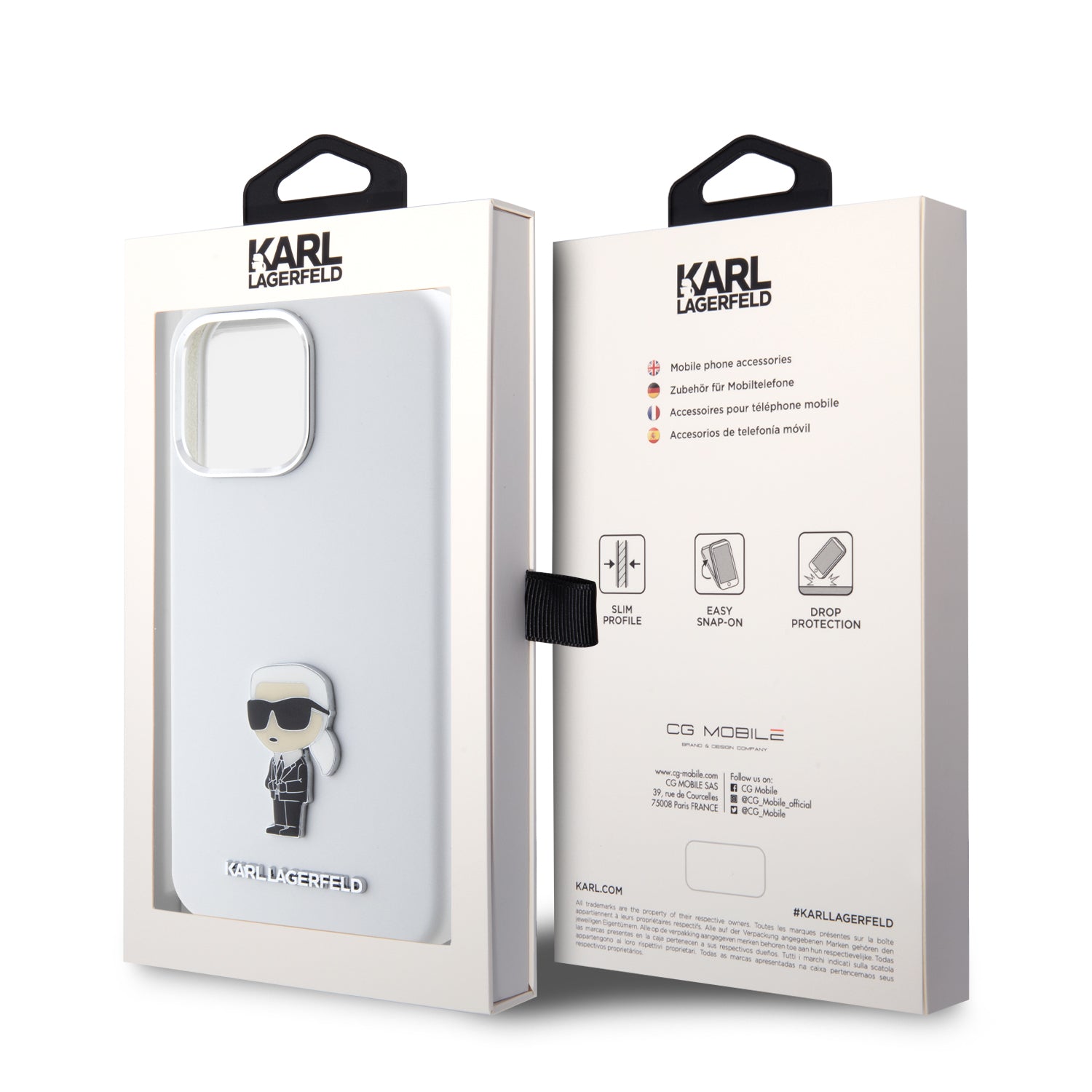Karl Lagerfeld Ikonik Metal Pin Hard Case Θήκη προστασίας από σιλικόνη – iPhone 15 Pro Max (White – KLHCP15XSMHKNPH)