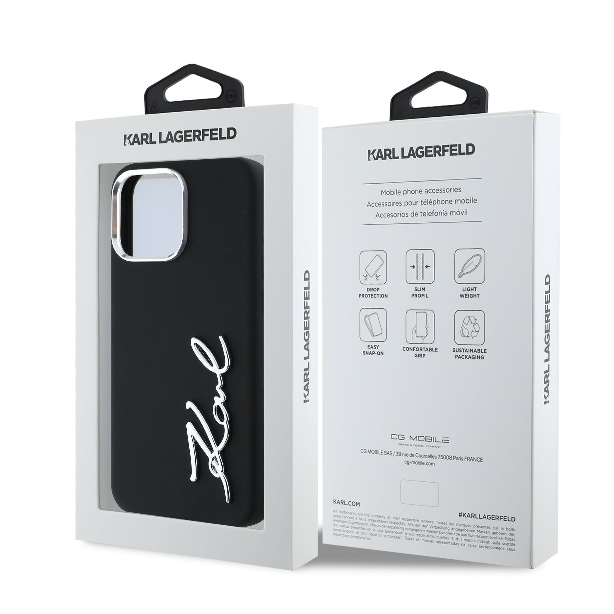 Karl Lagerfeld “Signature Metal Logo Collection” Hard Case Θήκη προστασίας από σιλικόνη – iPhone 16 Pro (Μαύρο – KLHCP16LSCMSMVK)