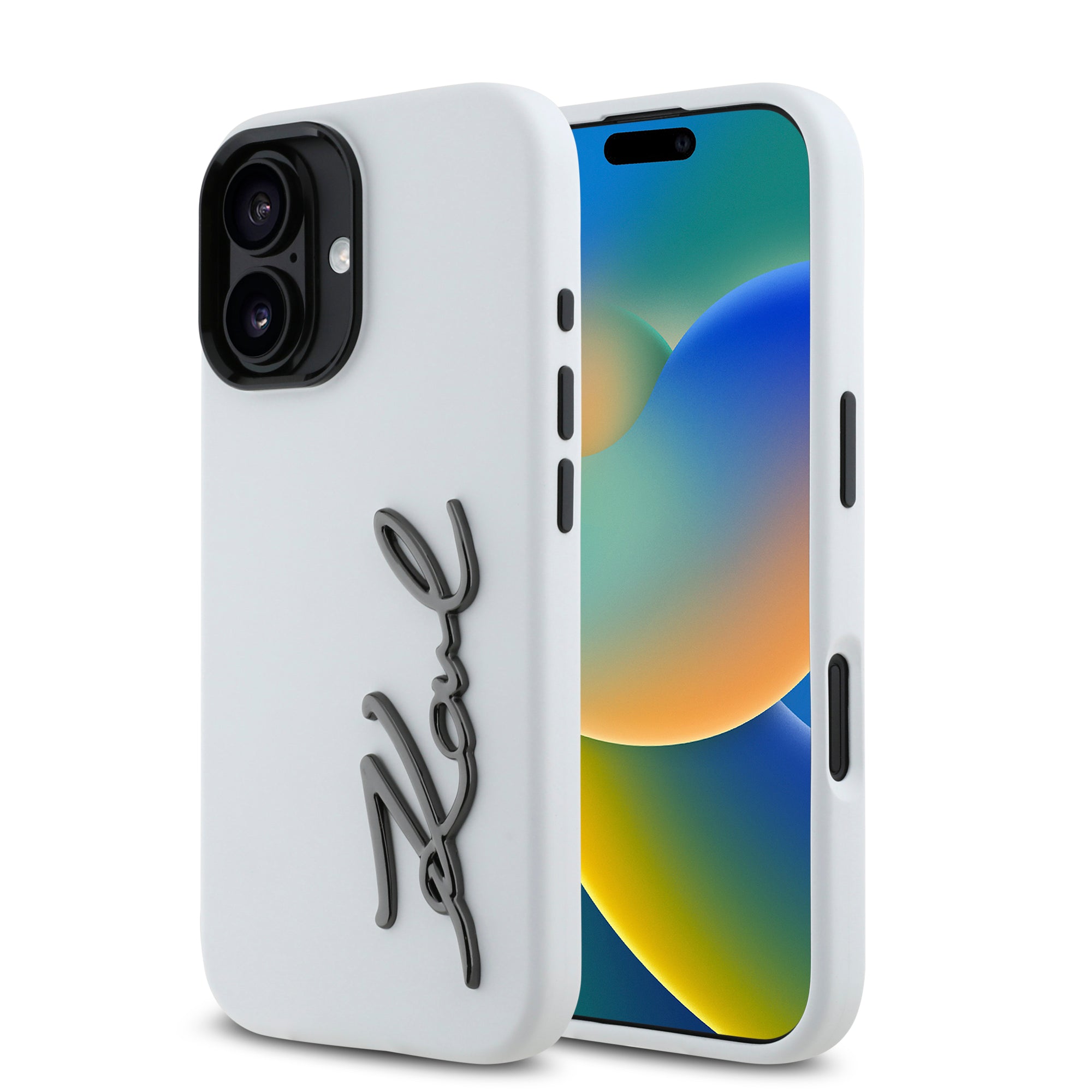 Karl Lagerfeld “Signature Metal Logo Collection” Hard Case Θήκη προστασίας από σιλικόνη – iPhone 16 (Λευκό – KLHCP16LSCMSMVH) – PhoneBazaar