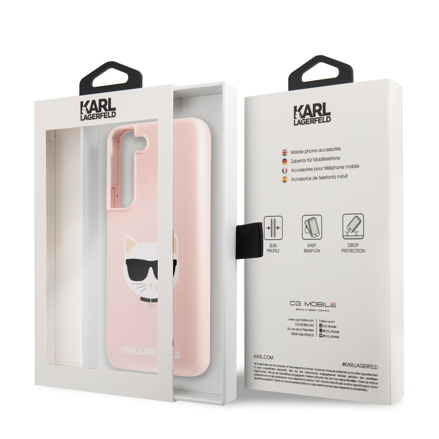 Karl Lagerfeld Saffiano Leather Hard Case Choupette's Head Θήκη προστασίας από σιλικόνη – Samsung Galaxy S22 Plus (ροζ - KLHCS22MSLCHPI)