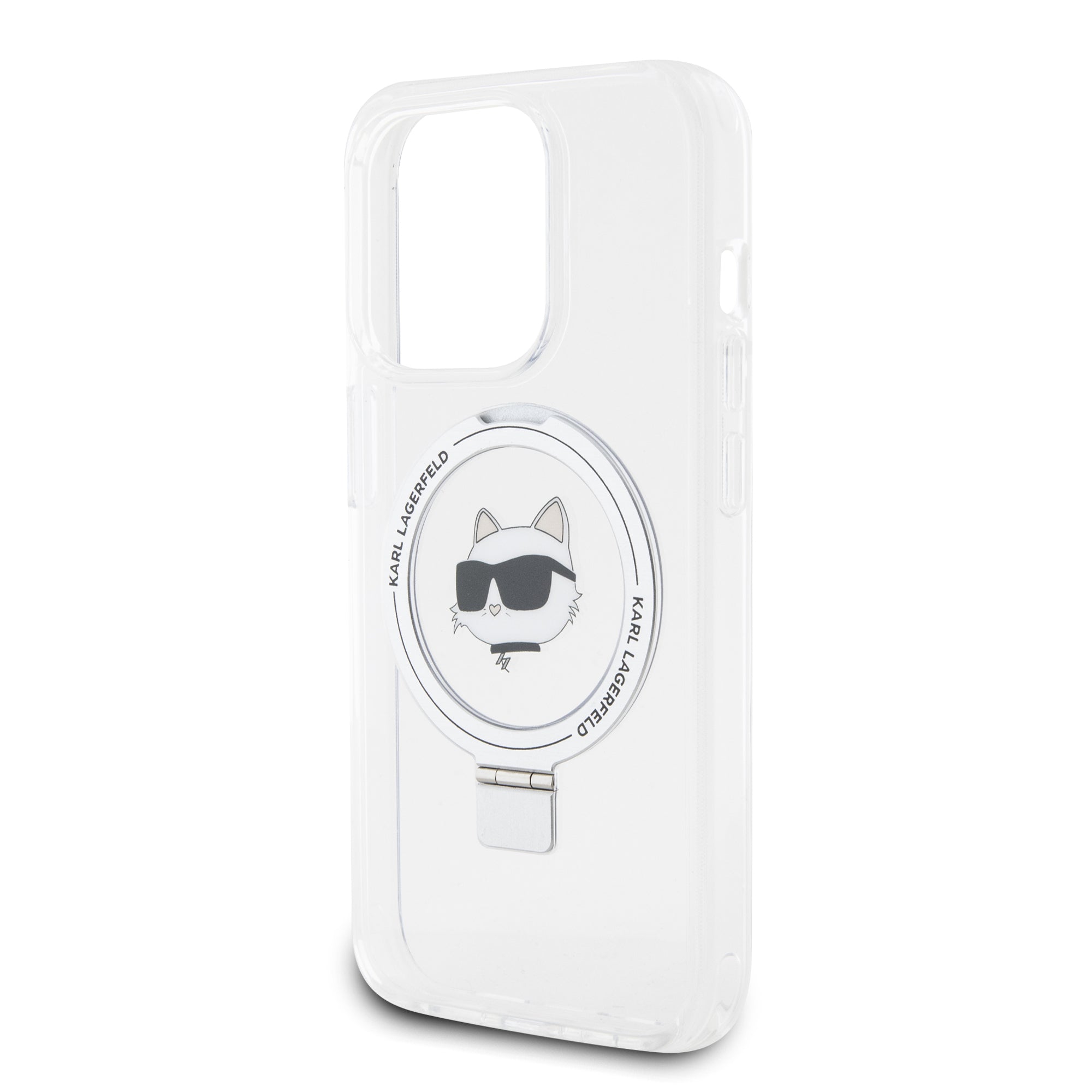 Karl Lagerfeld Magsafe Ringstand Case “Choupette’s Head” Θήκη προστασίας από σκληρό πλαστικό για iPhone 15 Pro (White – KLHMP15LHMRSCHH)