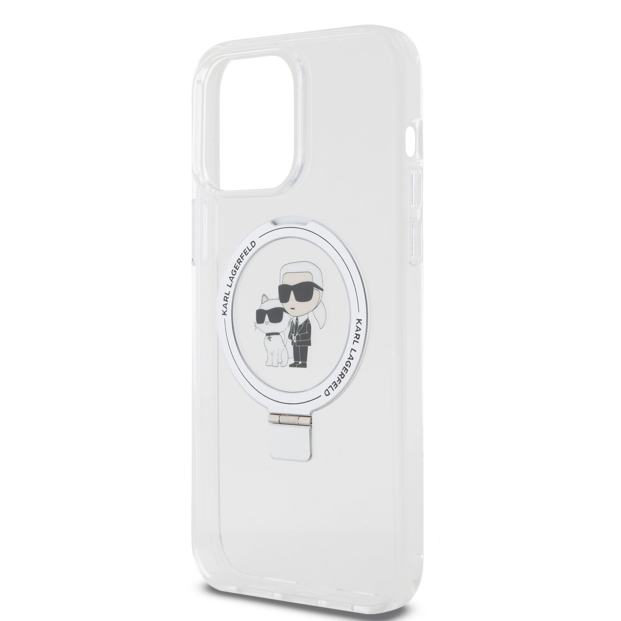 Karl Lagerfeld Magsafe Ringstand Case "Karl & Choupette's Head" Θήκη προστασίας από σκληρό πλαστικό για iPhone 15 Pro Max (Διάφανο – KLHMP15XHMRSKCH)