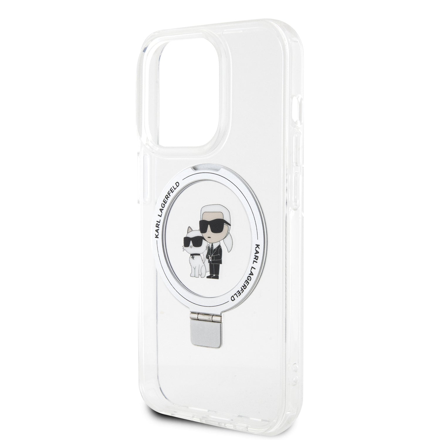 Karl Lagerfeld Magsafe Ringstand Case "Karl & Choupette's Head" Θήκη προστασίας από σκληρό πλαστικό για iPhone 15 Pro Max (Διάφανο – KLHMP15XHMRSKCH)