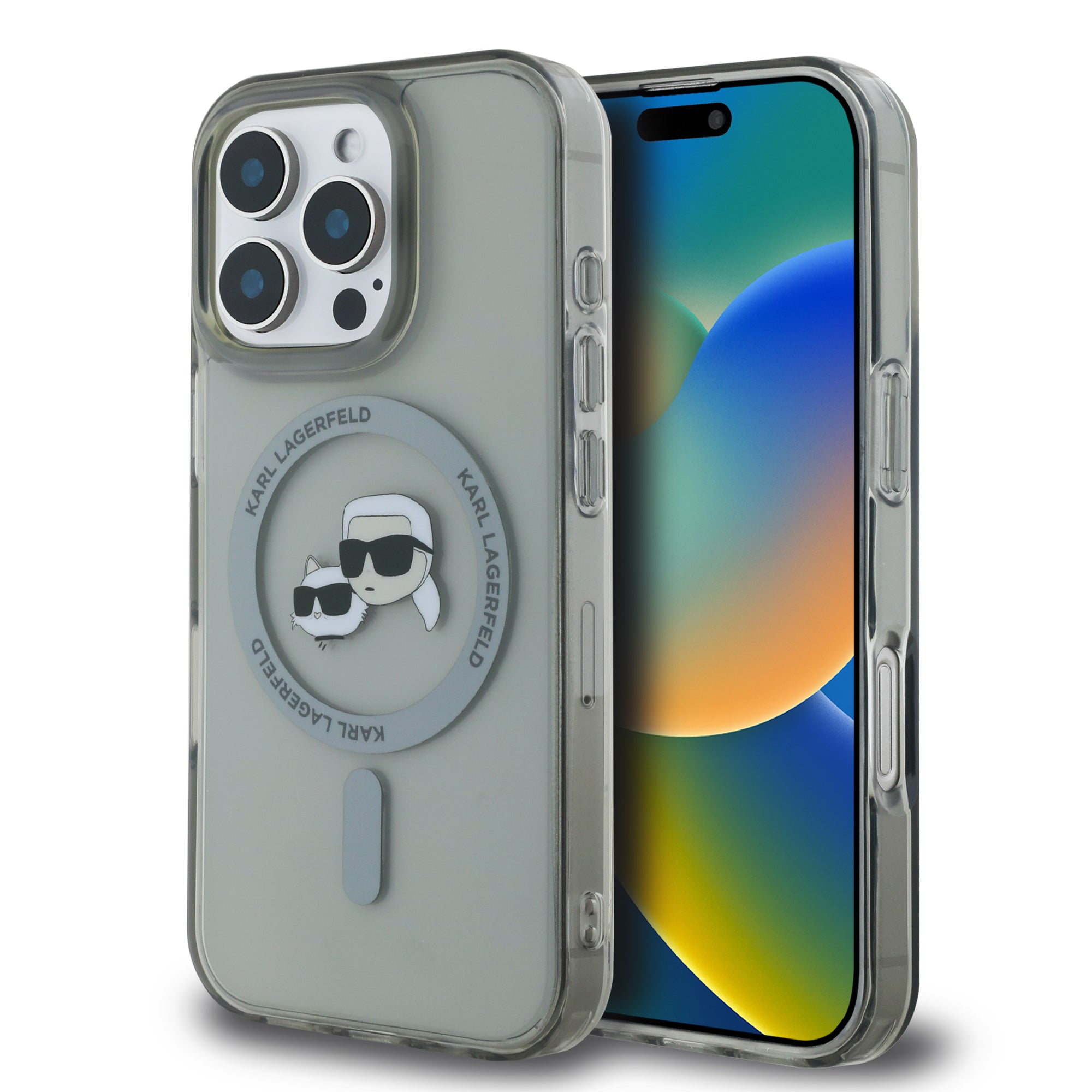 Karl Lagerfeld Magsafe Ringstand Case “Karl + Choupette’s Head” Θήκη προστασίας από σκληρό πλαστικό για iPhone 16 Pro (Μαύρο – KLHMP16LHLSKCK) – PhoneBazaar