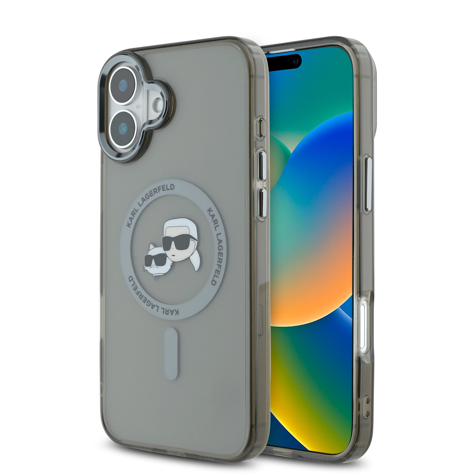 Karl Lagerfeld Magsafe Ringstand Case “Karl + Choupette’s Head” Θήκη προστασίας από σκληρό πλαστικό για iPhone 16 (Μαύρο – KLHMP16SHLSKCK) – PhoneBazaar