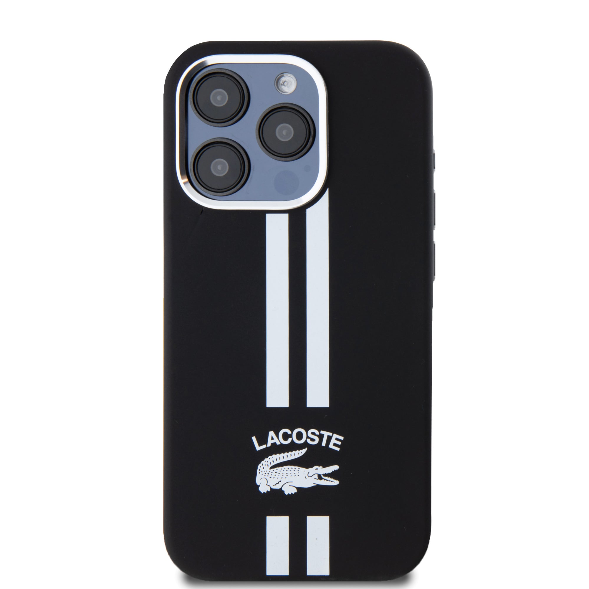 Lacoste Stripes Hard Case Θήκη προστασίας από Liquid σιλικόνη για iPhone 15 Pro (Μαύρο)