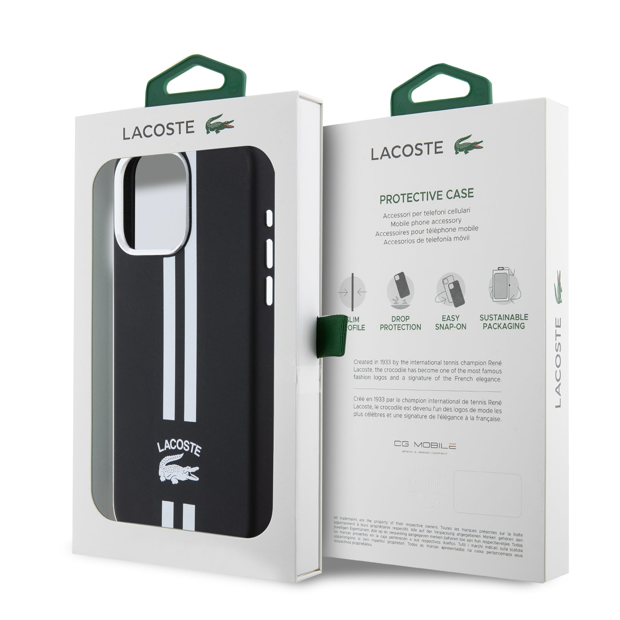 Lacoste Stripes Hard Case Θήκη προστασίας από Liquid σιλικόνη για iPhone 15 Pro Max (Λευκό)